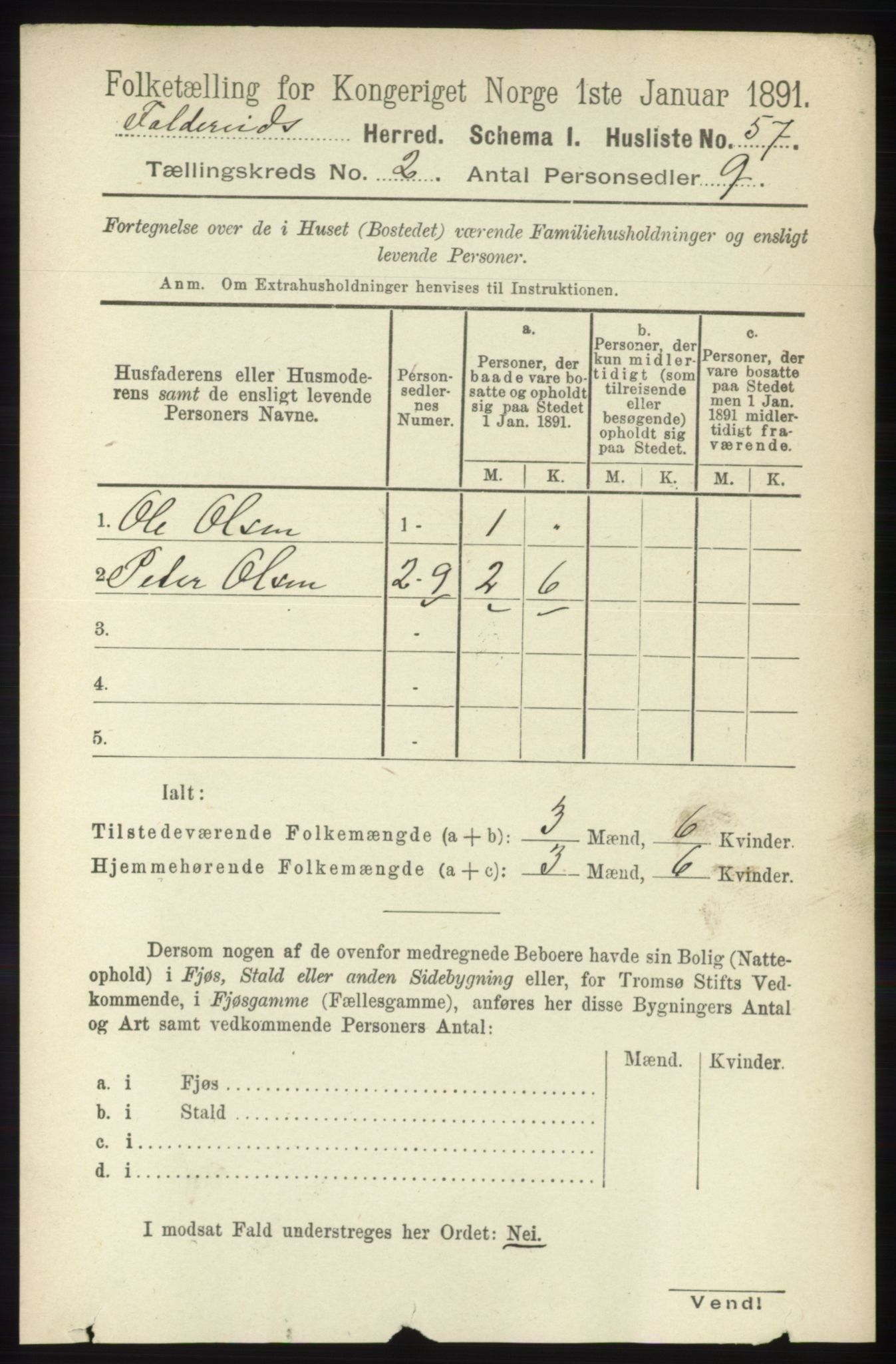 RA, Folketelling 1891 for 1753 Foldereid herred, 1891, s. 850