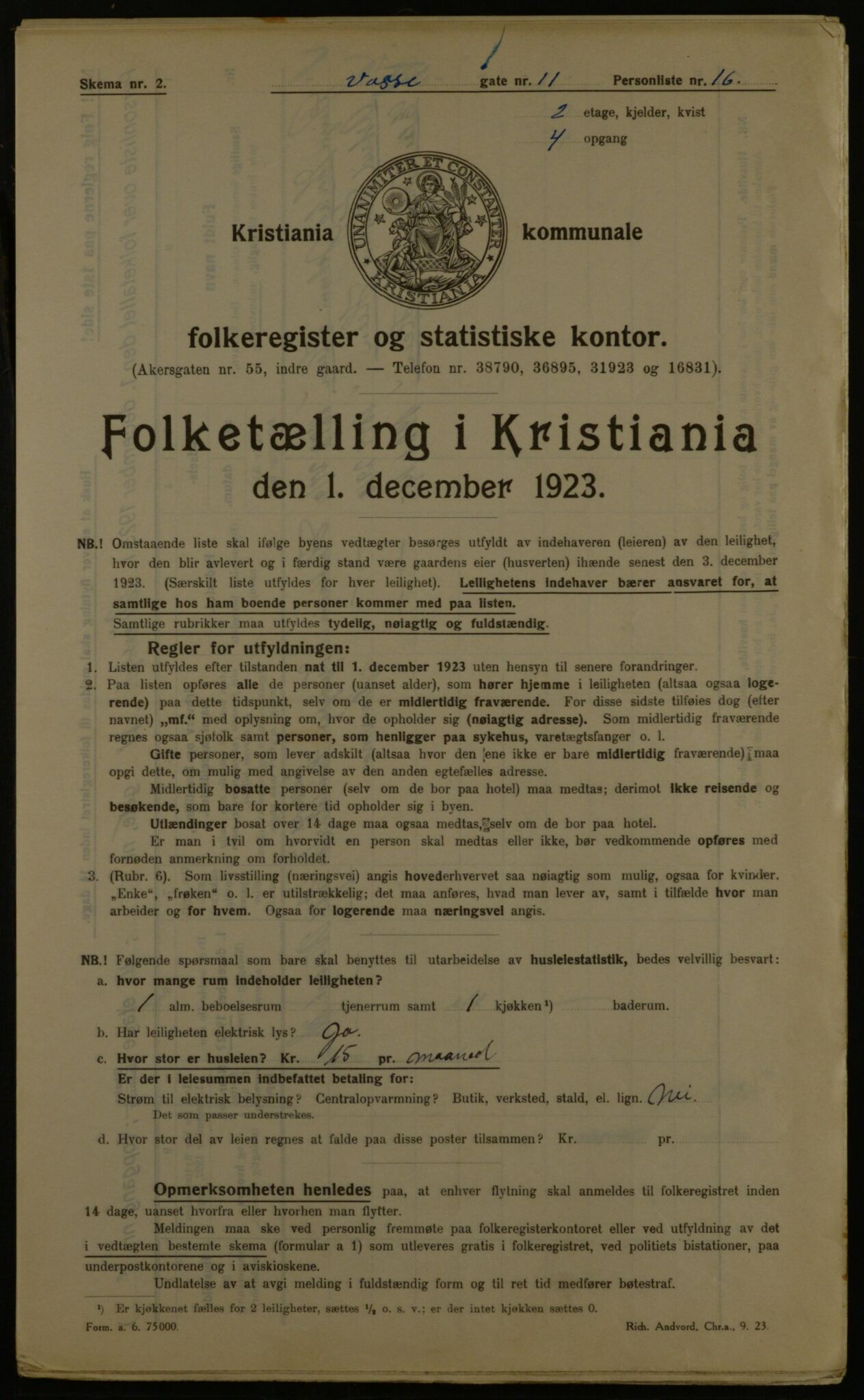 OBA, Kommunal folketelling 1.12.1923 for Kristiania, 1923, s. 138510