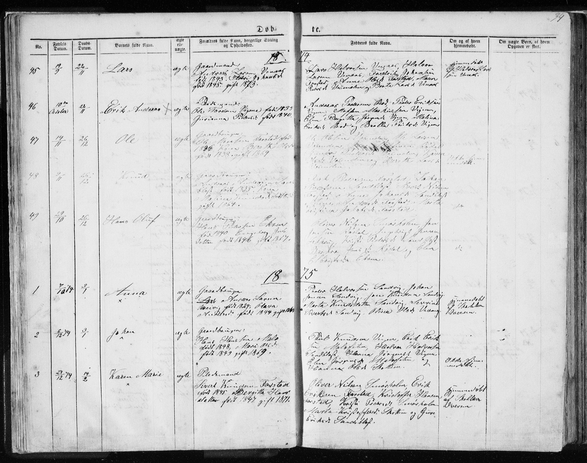 Ministerialprotokoller, klokkerbøker og fødselsregistre - Møre og Romsdal, AV/SAT-A-1454/567/L0782: Klokkerbok nr. 567C02, 1867-1886, s. 34