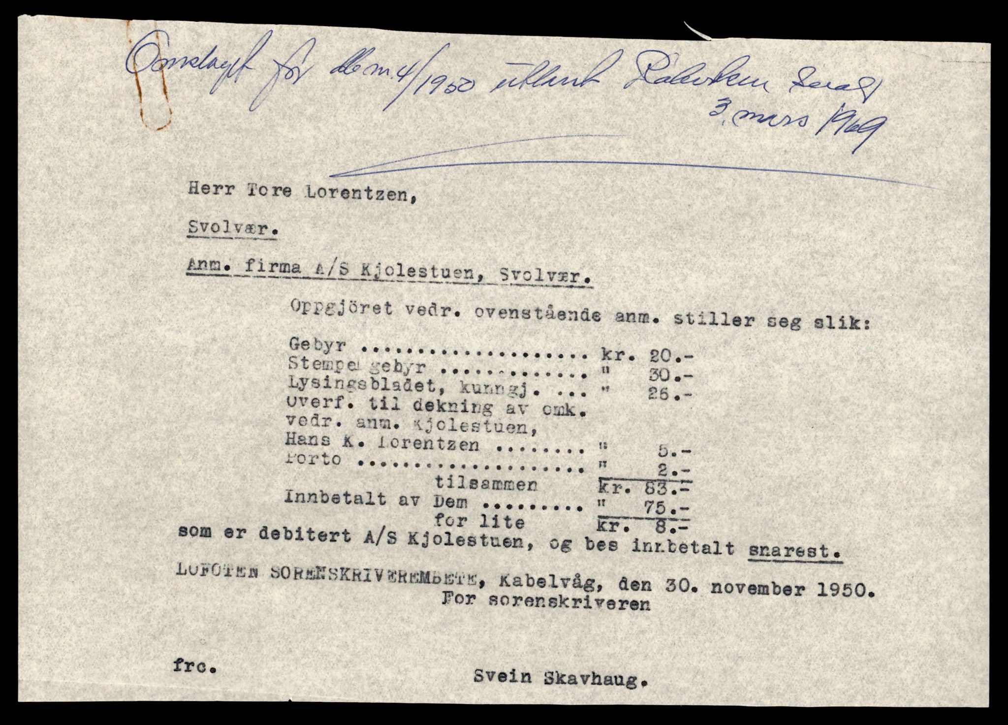 Lofoten sorenskriveri, AV/SAT-A-0017/2/J/Jc/Jcc/L0003: Enkeltmannsforetak, aksjeselskap og andelslag, 1950-1952, s. 5