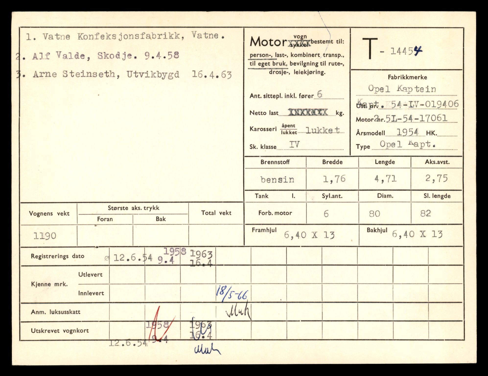 Møre og Romsdal vegkontor - Ålesund trafikkstasjon, AV/SAT-A-4099/F/Fe/L0046: Registreringskort for kjøretøy T 14445 - T 14579, 1927-1998