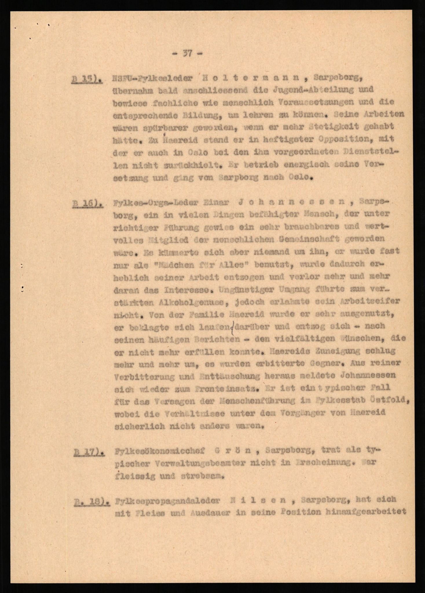 Forsvaret, Forsvarets overkommando II, RA/RAFA-3915/D/Db/L0031: CI Questionaires. Tyske okkupasjonsstyrker i Norge. Tyskere., 1945-1946, s. 72