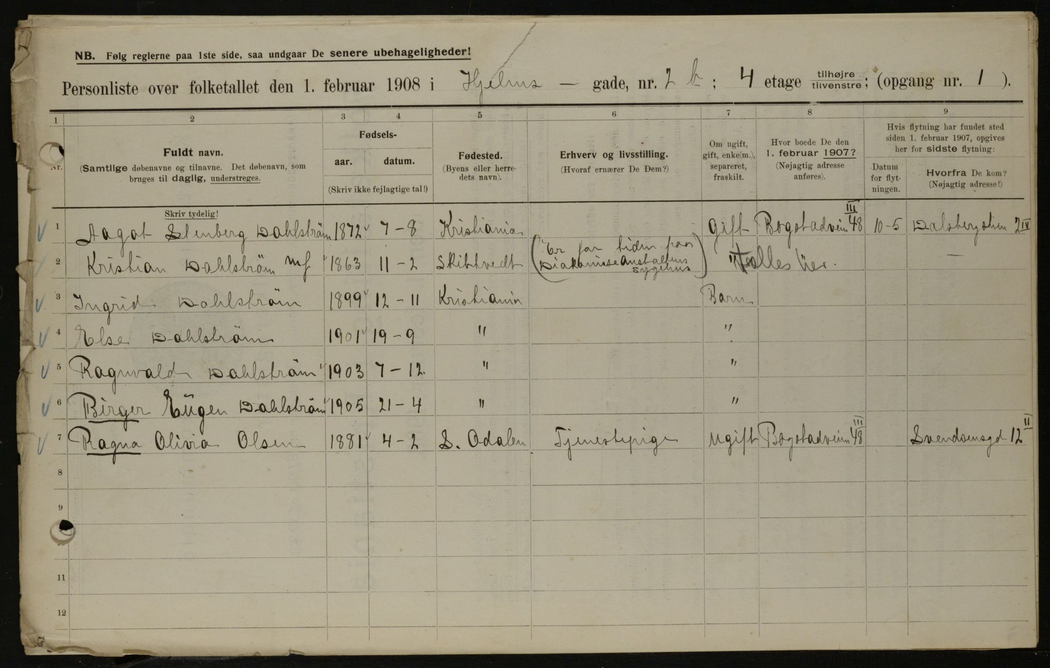 OBA, Kommunal folketelling 1.2.1908 for Kristiania kjøpstad, 1908, s. 36124