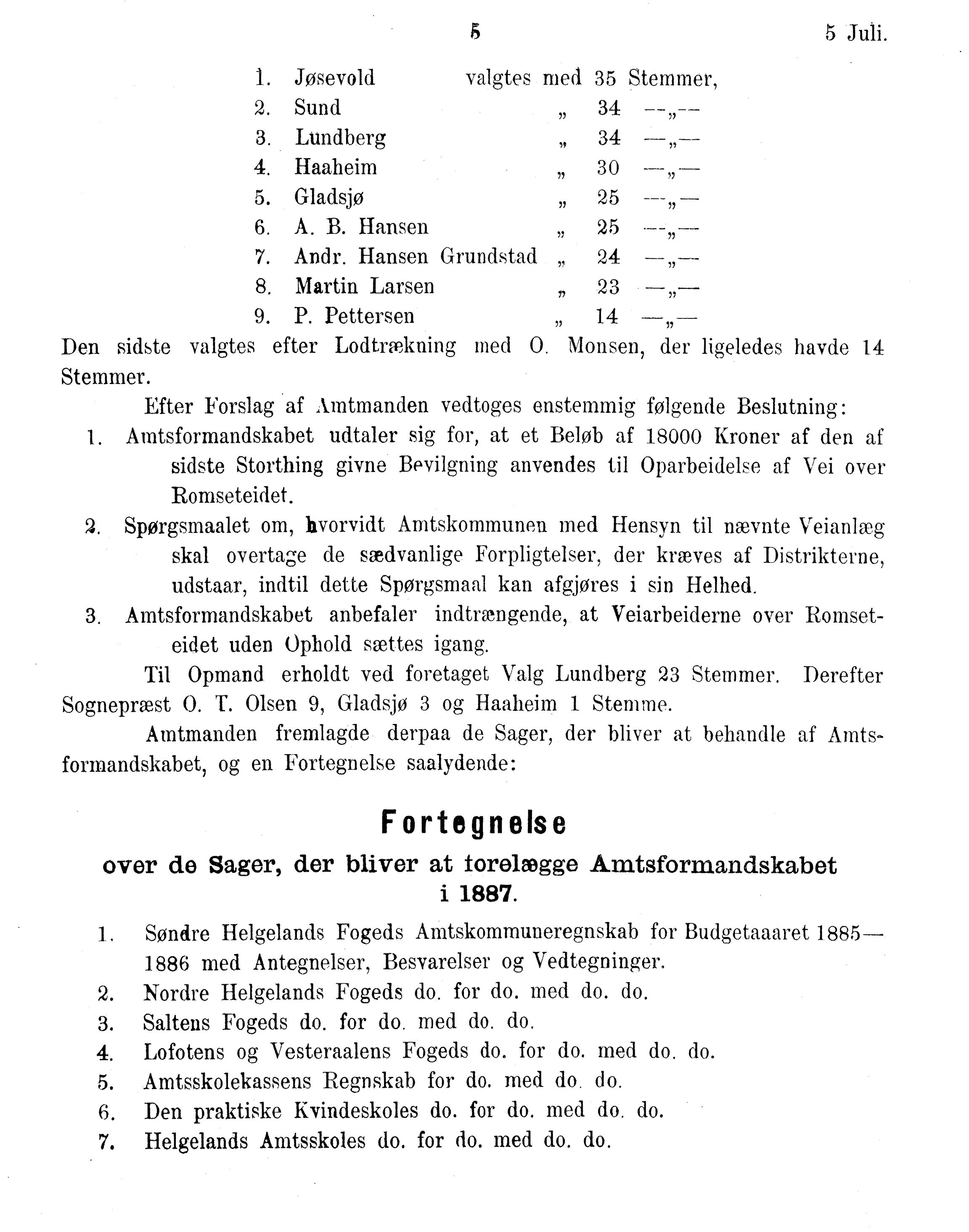 Nordland Fylkeskommune. Fylkestinget, AIN/NFK-17/176/A/Ac/L0015: Fylkestingsforhandlinger 1886-1890, 1886-1890