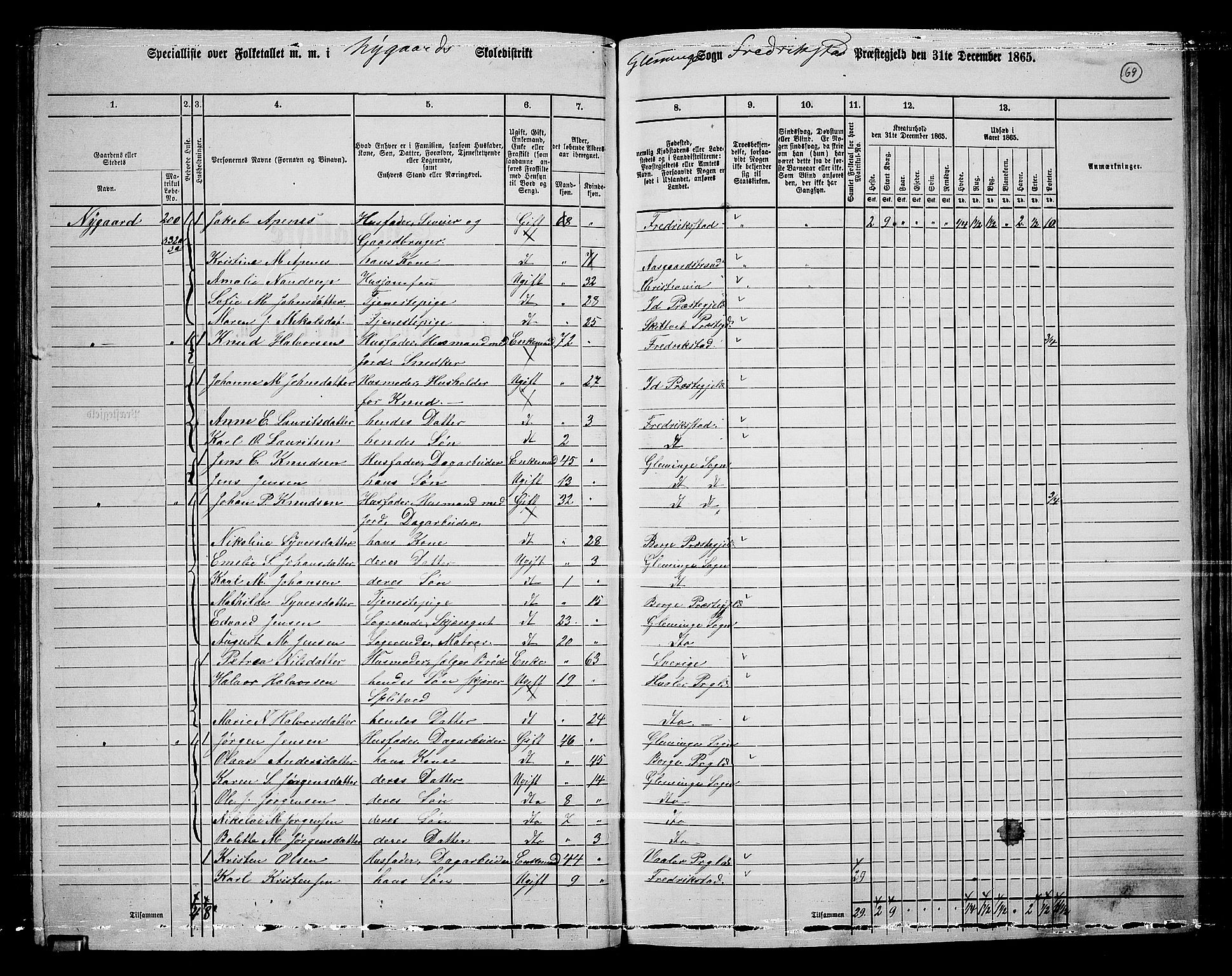 RA, Folketelling 1865 for 0132L Fredrikstad prestegjeld, Glemmen sokn, 1865, s. 65