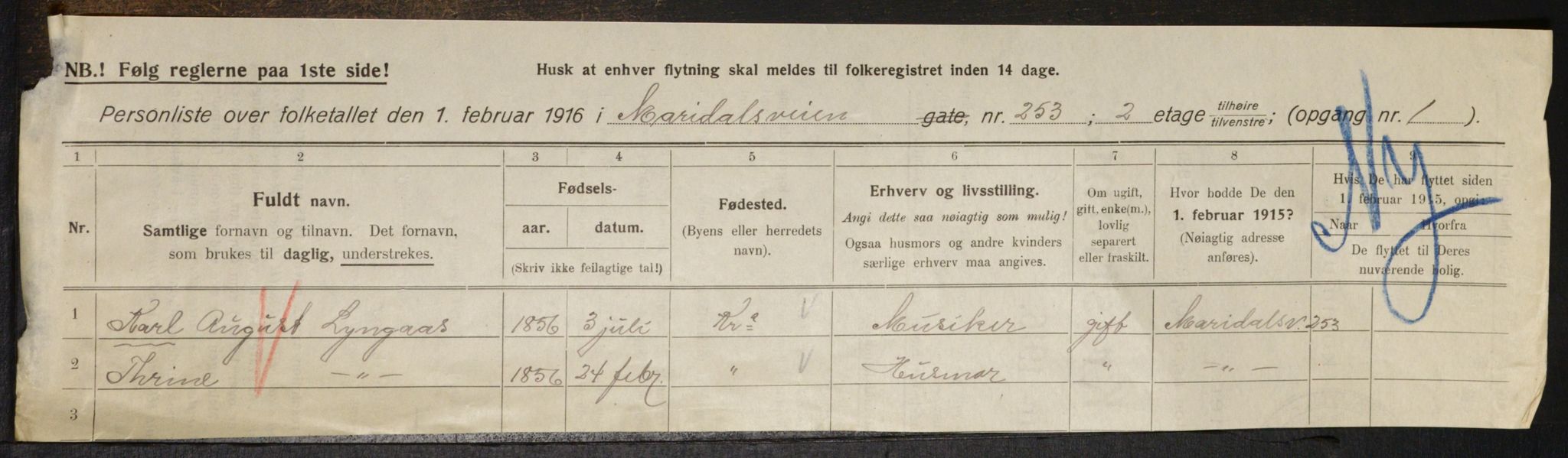 OBA, Kommunal folketelling 1.2.1916 for Kristiania, 1916, s. 64226