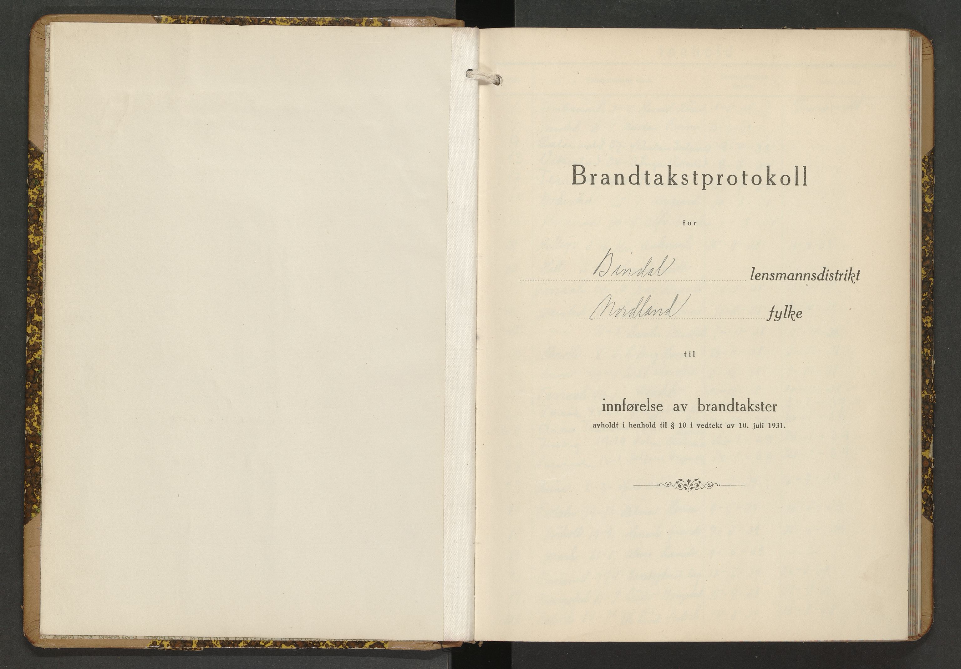 Norges Brannkasse Bindal, AV/SAT-A-5559/Fb/L0006: Branntakstprotokoll, 1938-1949