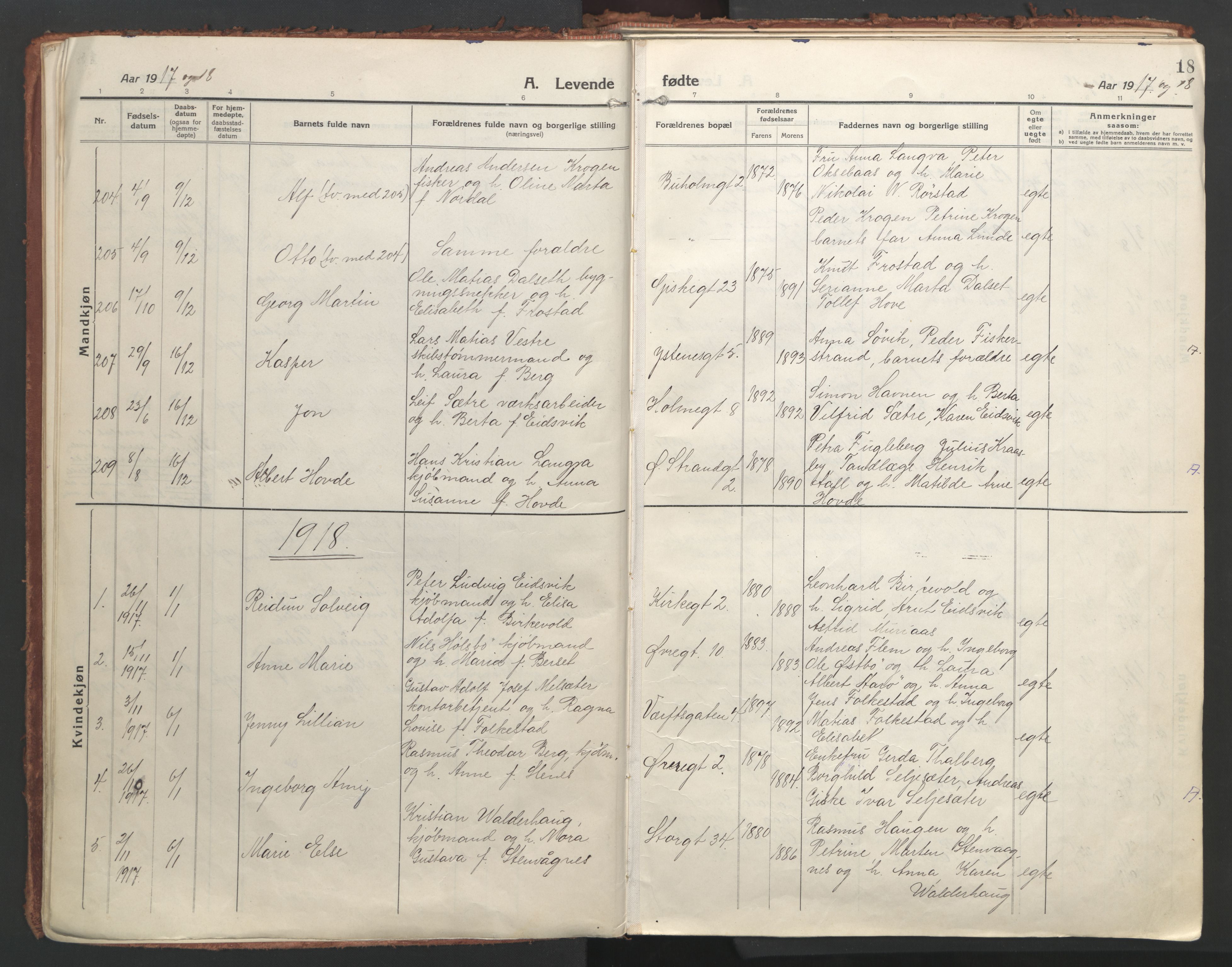 Ministerialprotokoller, klokkerbøker og fødselsregistre - Møre og Romsdal, AV/SAT-A-1454/529/L0462: Ministerialbok nr. 529A12, 1917-1924, s. 18