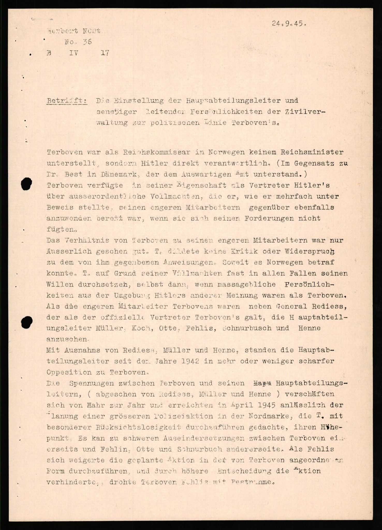 Forsvaret, Forsvarets overkommando II, AV/RA-RAFA-3915/D/Db/L0024: CI Questionaires. Tyske okkupasjonsstyrker i Norge. Tyskere., 1945-1946, s. 328