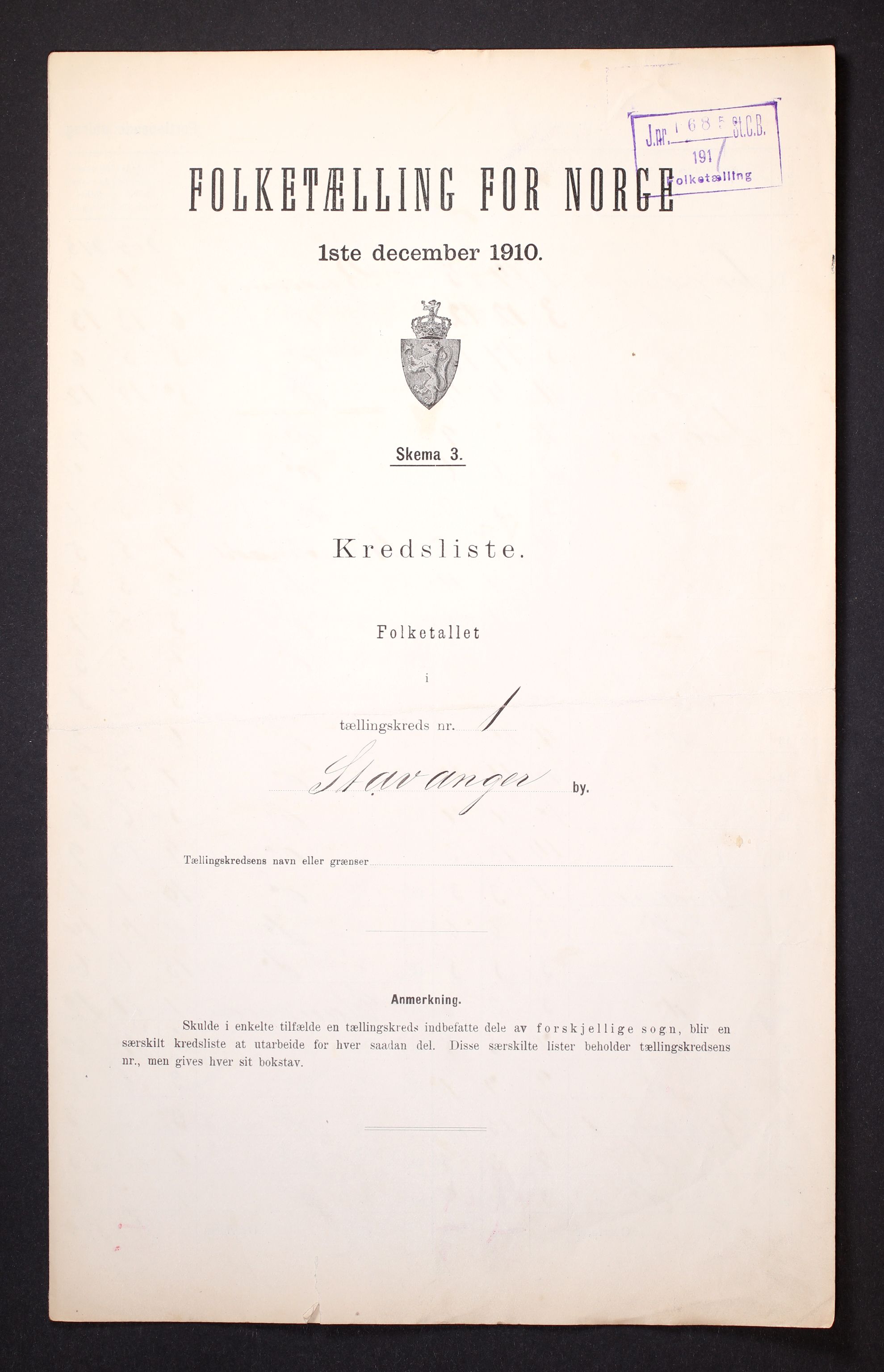 RA, Folketelling 1910 for 1103 Stavanger kjøpstad, 1910, s. 5