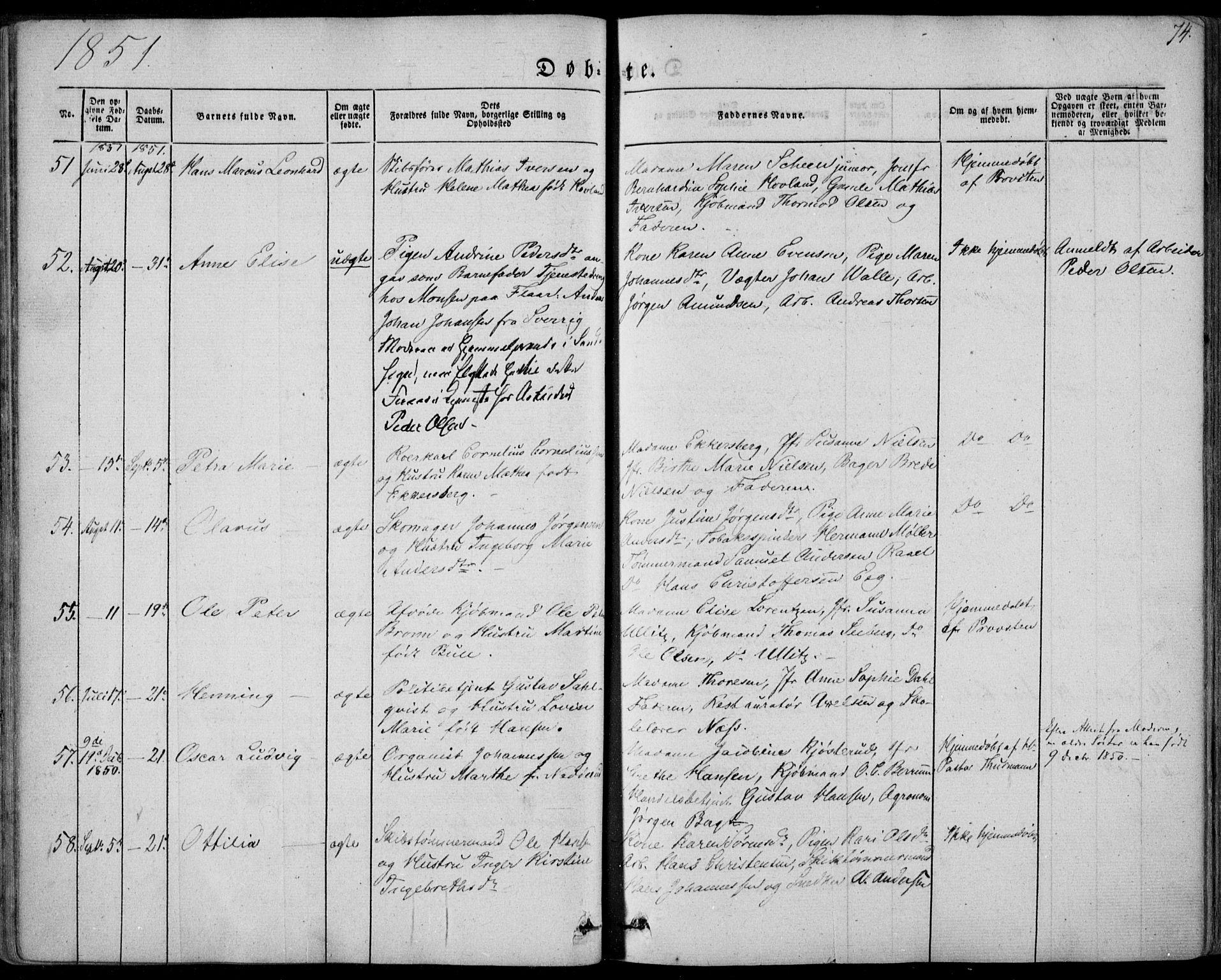 Tønsberg kirkebøker, AV/SAKO-A-330/F/Fa/L0007: Ministerialbok nr. I 7, 1845-1854, s. 74