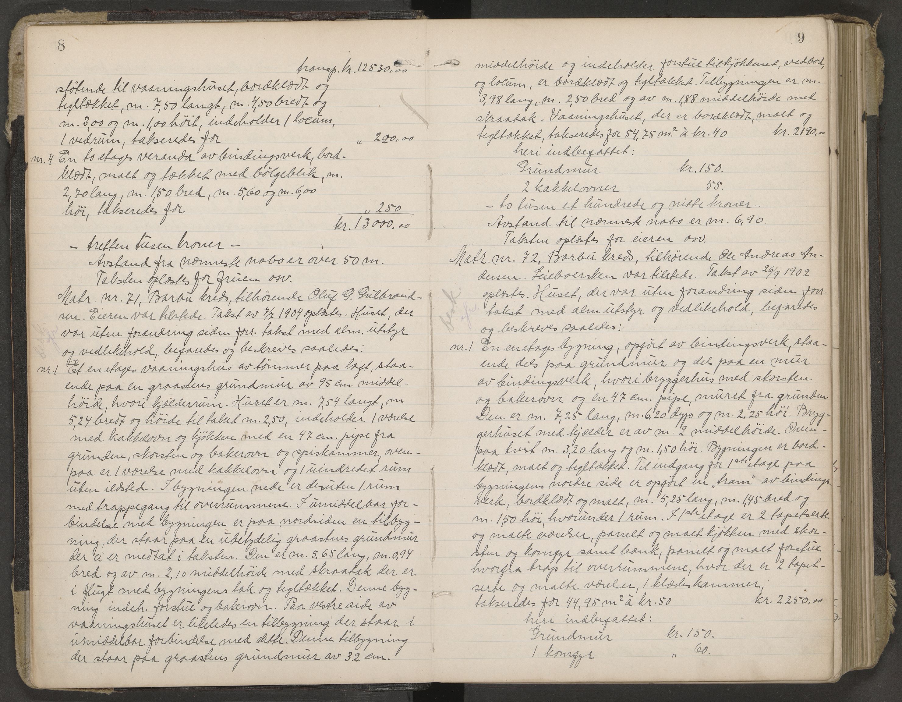 Norges Brannkasse Arendal, AV/SAK-2241-0002/F/Fa/L0029: Branntakstprotokoll nr. 27 med matrikkelnummerregister, 1916-1918