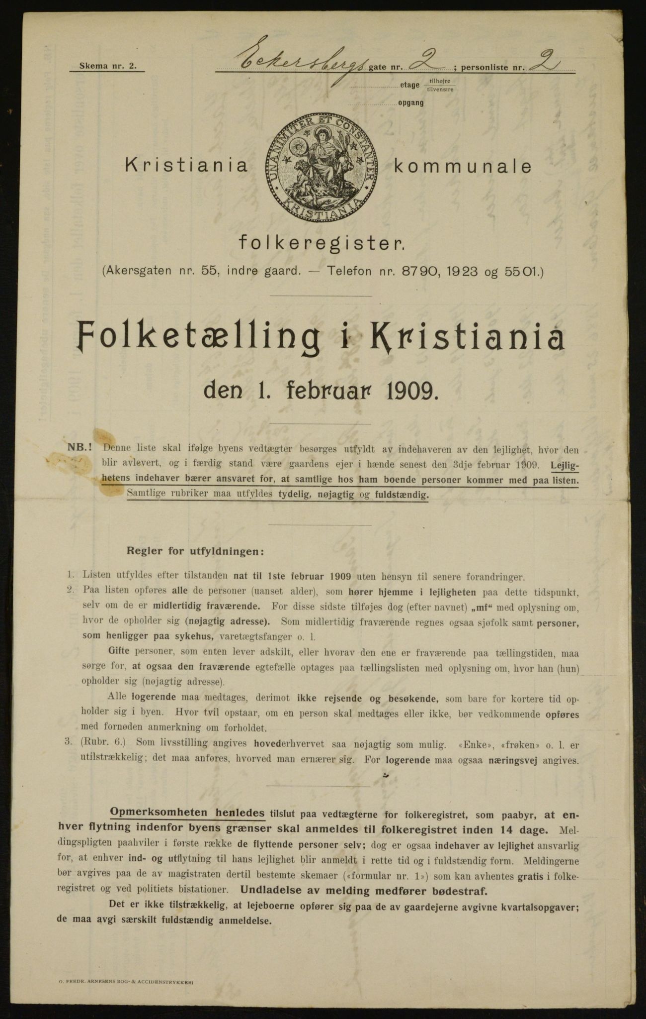 OBA, Kommunal folketelling 1.2.1909 for Kristiania kjøpstad, 1909, s. 16606