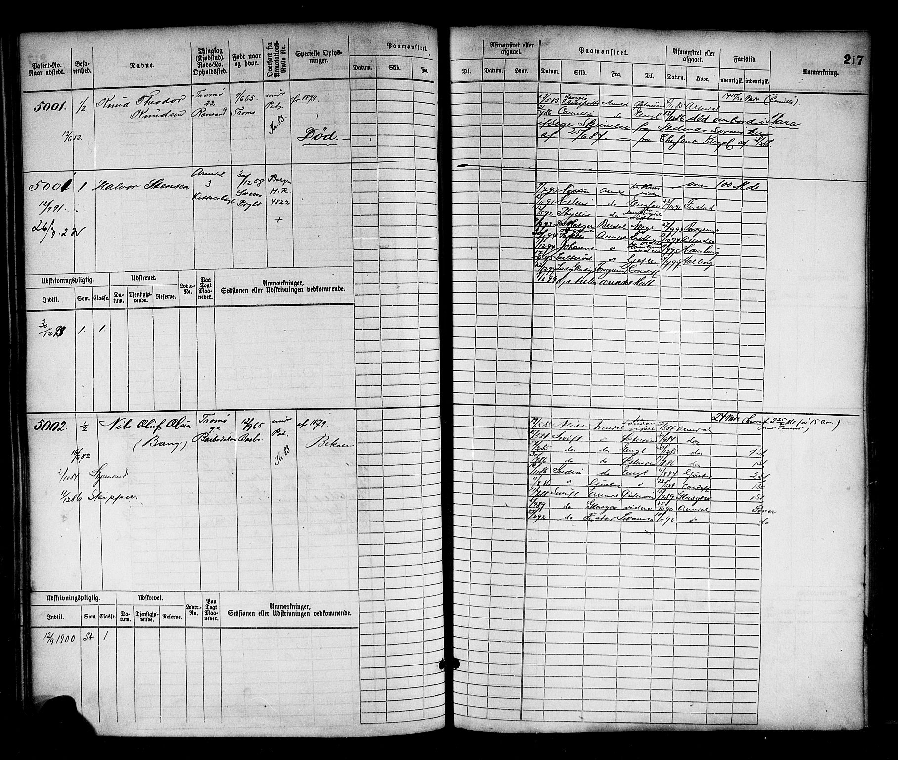 Arendal mønstringskrets, AV/SAK-2031-0012/F/Fb/L0016: Hovedrulle nr 4569-5322, S-14, 1879-1900, s. 227