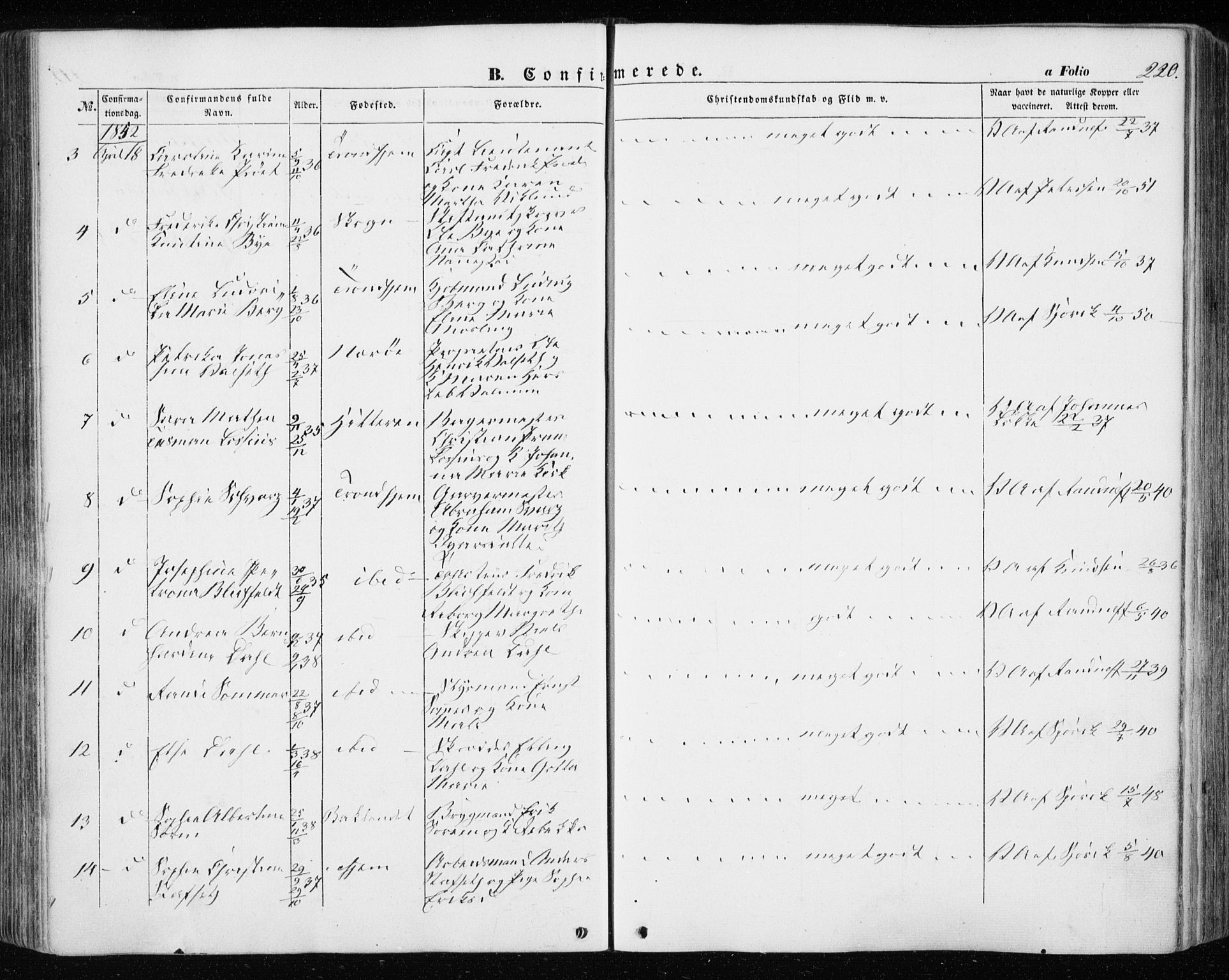 Ministerialprotokoller, klokkerbøker og fødselsregistre - Sør-Trøndelag, AV/SAT-A-1456/601/L0051: Ministerialbok nr. 601A19, 1848-1857, s. 220