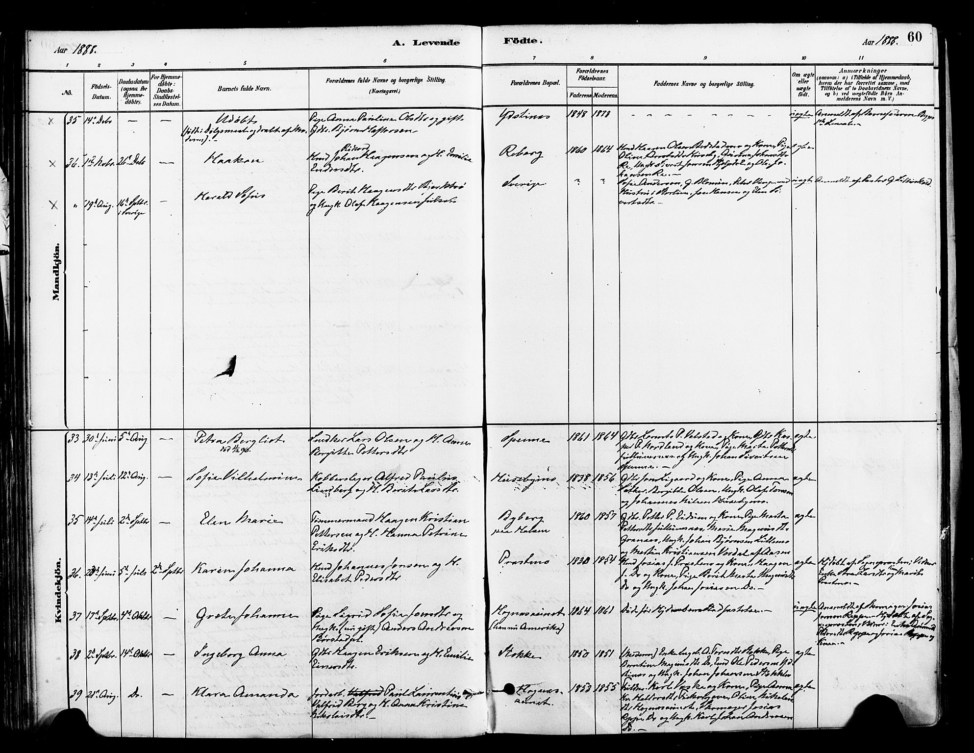 Ministerialprotokoller, klokkerbøker og fødselsregistre - Nord-Trøndelag, AV/SAT-A-1458/709/L0077: Ministerialbok nr. 709A17, 1880-1895, s. 60