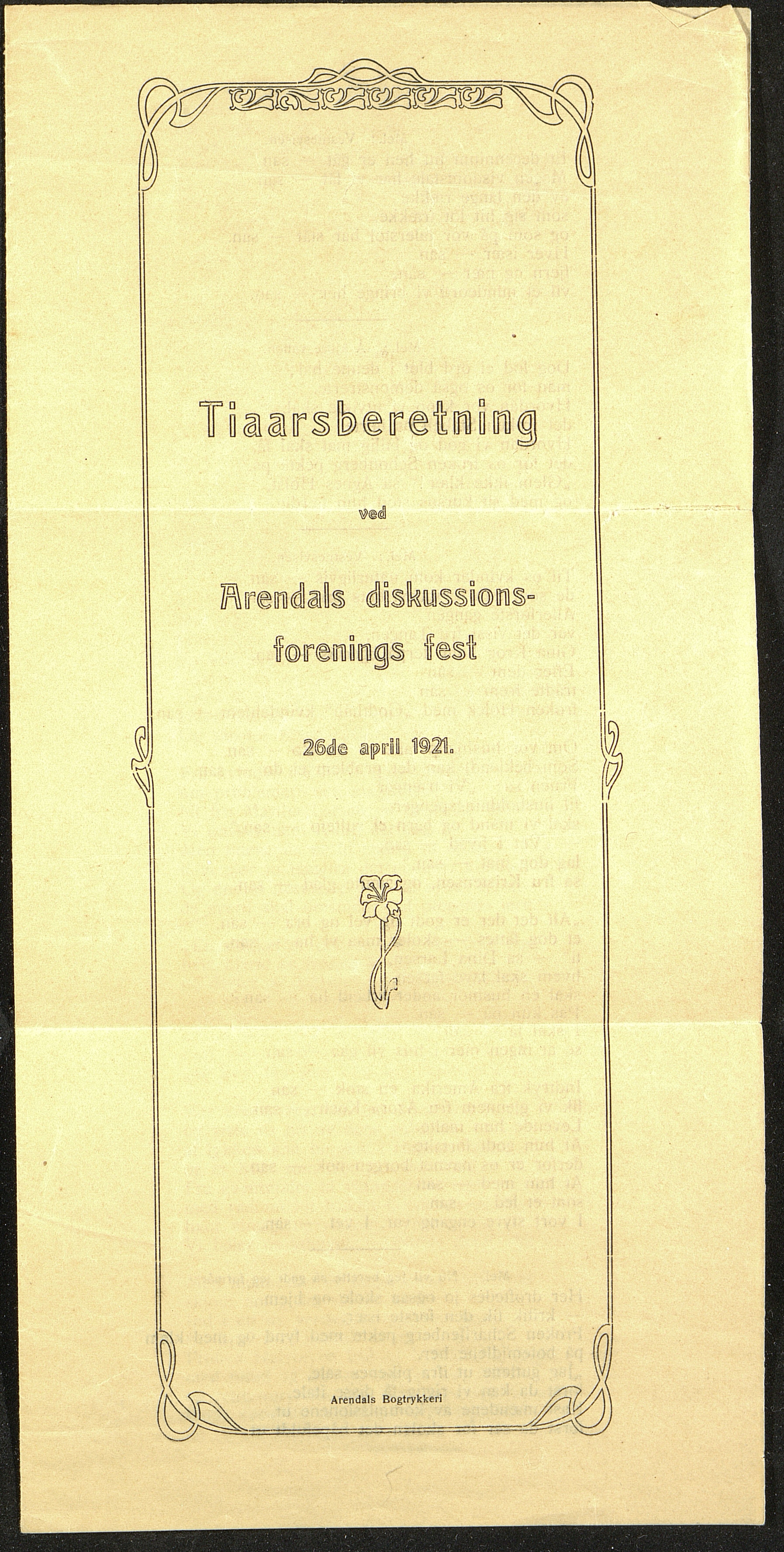 Samling av foreningsarkiv. A-Å, AAKS/PA-1059/F/L0009a/0001: Foreninger, Arendal / Arendals Diskusjonsforening, journal, 1911-1921