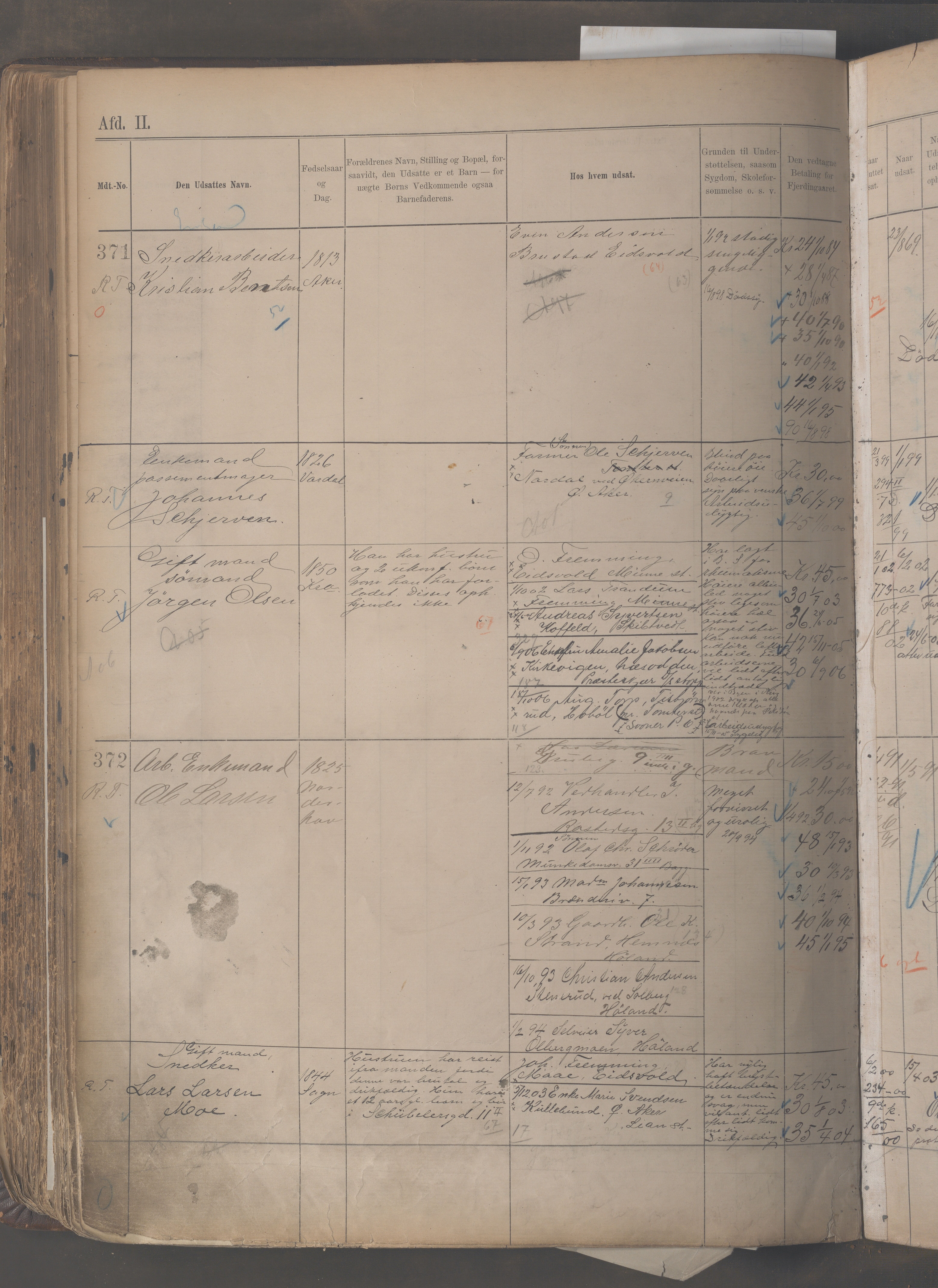 Fattigvesenet, OBA/A-20045/H/Hc/L0003: Manntallsprotokoll. Mnr. 1-606, 1887-1907, s. 476