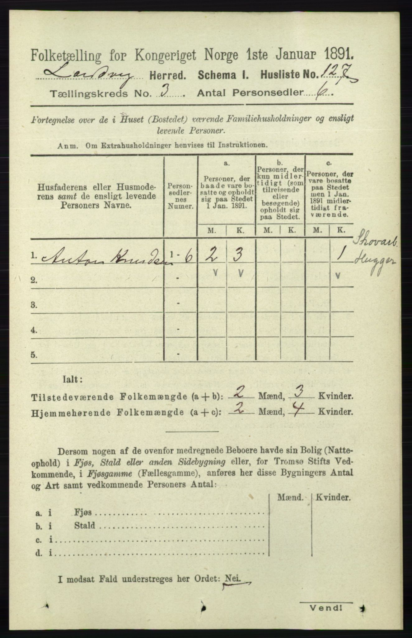 RA, Folketelling 1891 for 0924 Landvik herred, 1891, s. 998