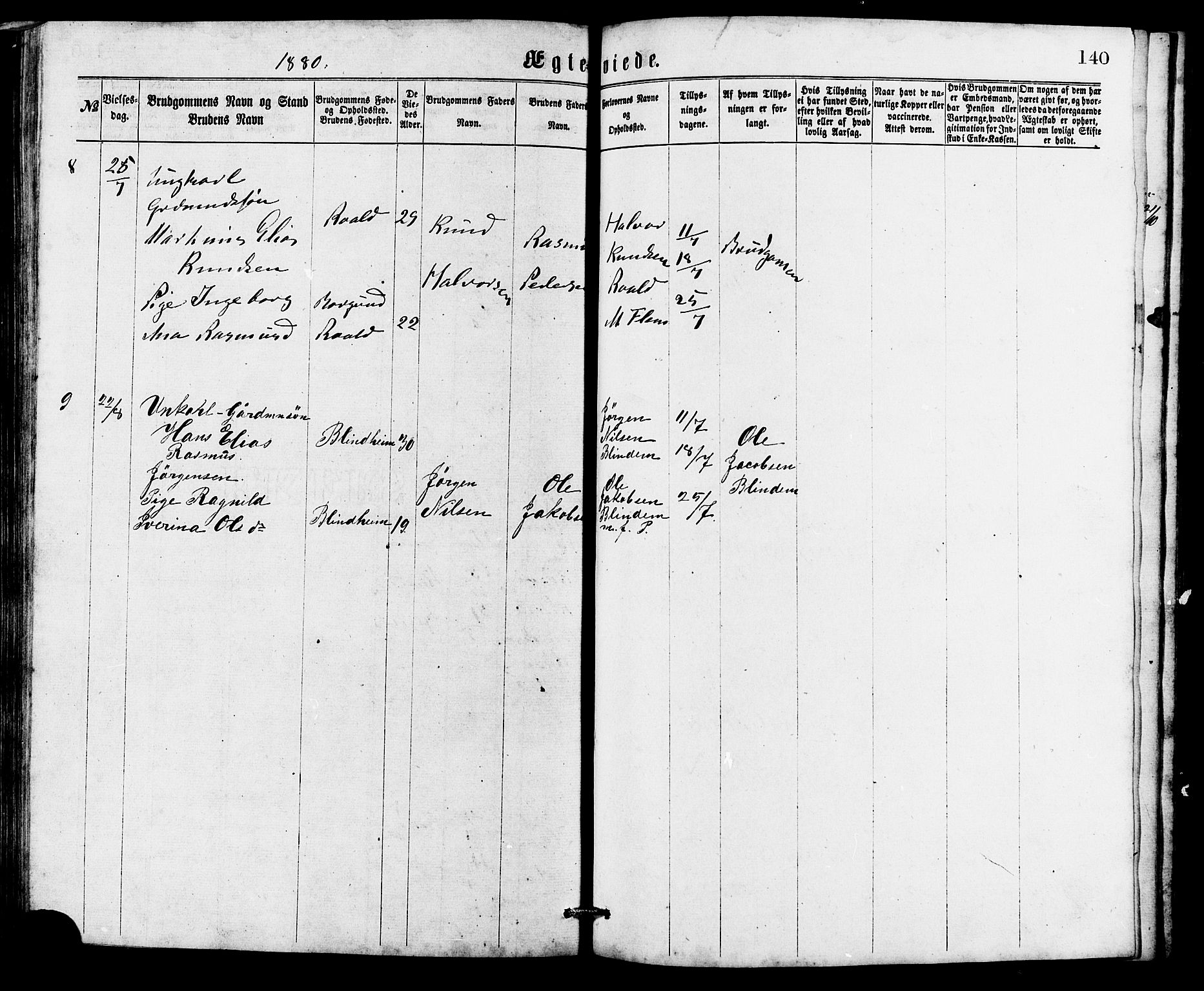 Ministerialprotokoller, klokkerbøker og fødselsregistre - Møre og Romsdal, SAT/A-1454/537/L0521: Klokkerbok nr. 537C02, 1869-1888, s. 140