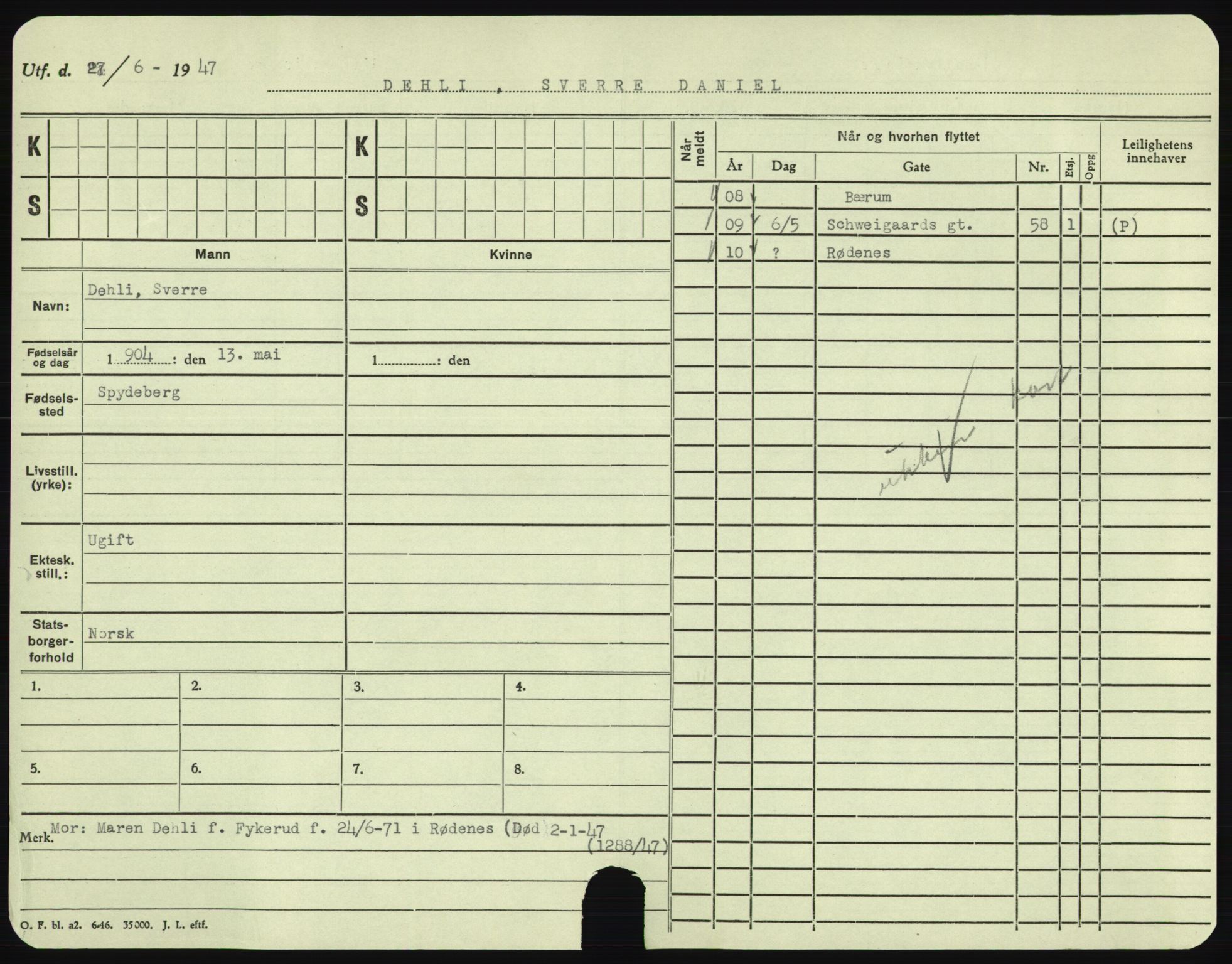 Oslo folkeregister, Registerkort, SAO/A-11715/F/Fa/Fac/L0002: Menn, 1906-1914, s. 626a