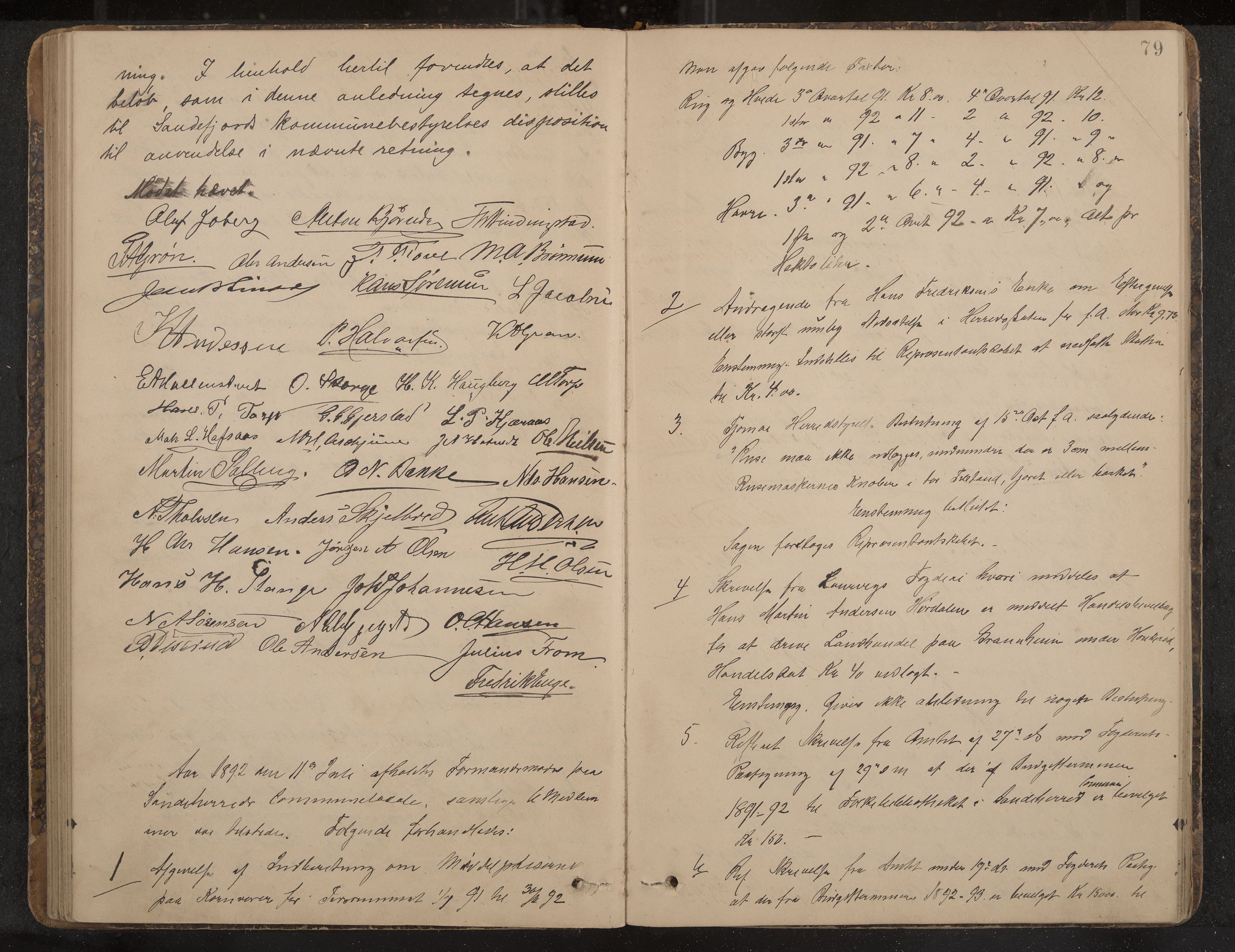 Sandar formannskap og sentraladministrasjon, IKAK/0724021/A/Aa/L0001: Møtebok, 1886-1895, s. 79