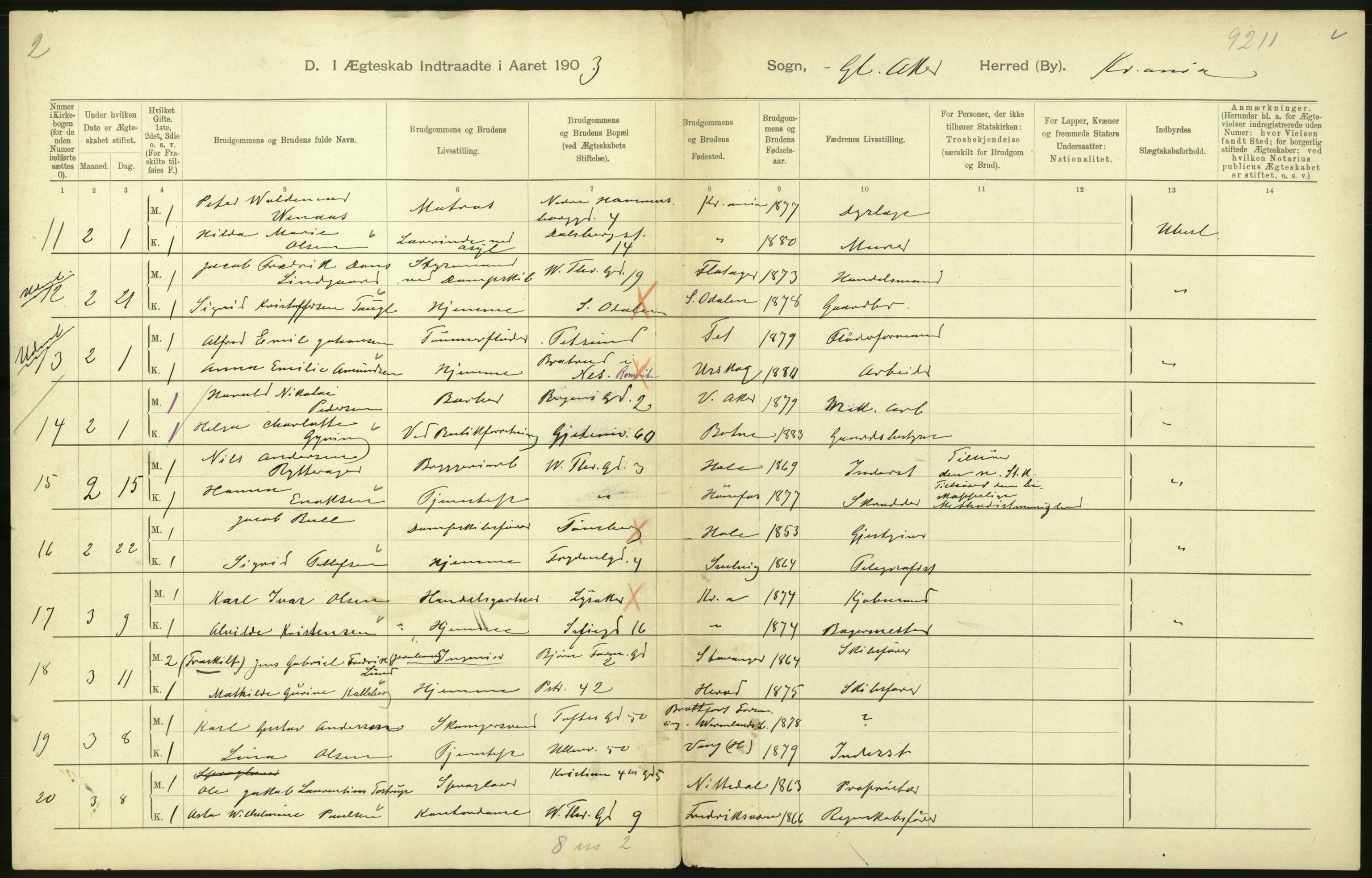 Statistisk sentralbyrå, Sosiodemografiske emner, Befolkning, RA/S-2228/D/Df/Dfa/Dfaa/L0004: Kristiania: Gifte, døde, 1903, s. 650