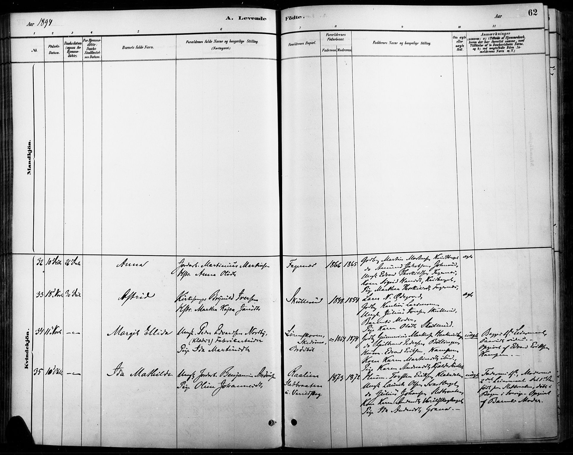 Vinger prestekontor, AV/SAH-PREST-024/H/Ha/Haa/L0015: Ministerialbok nr. 15, 1881-1900, s. 62