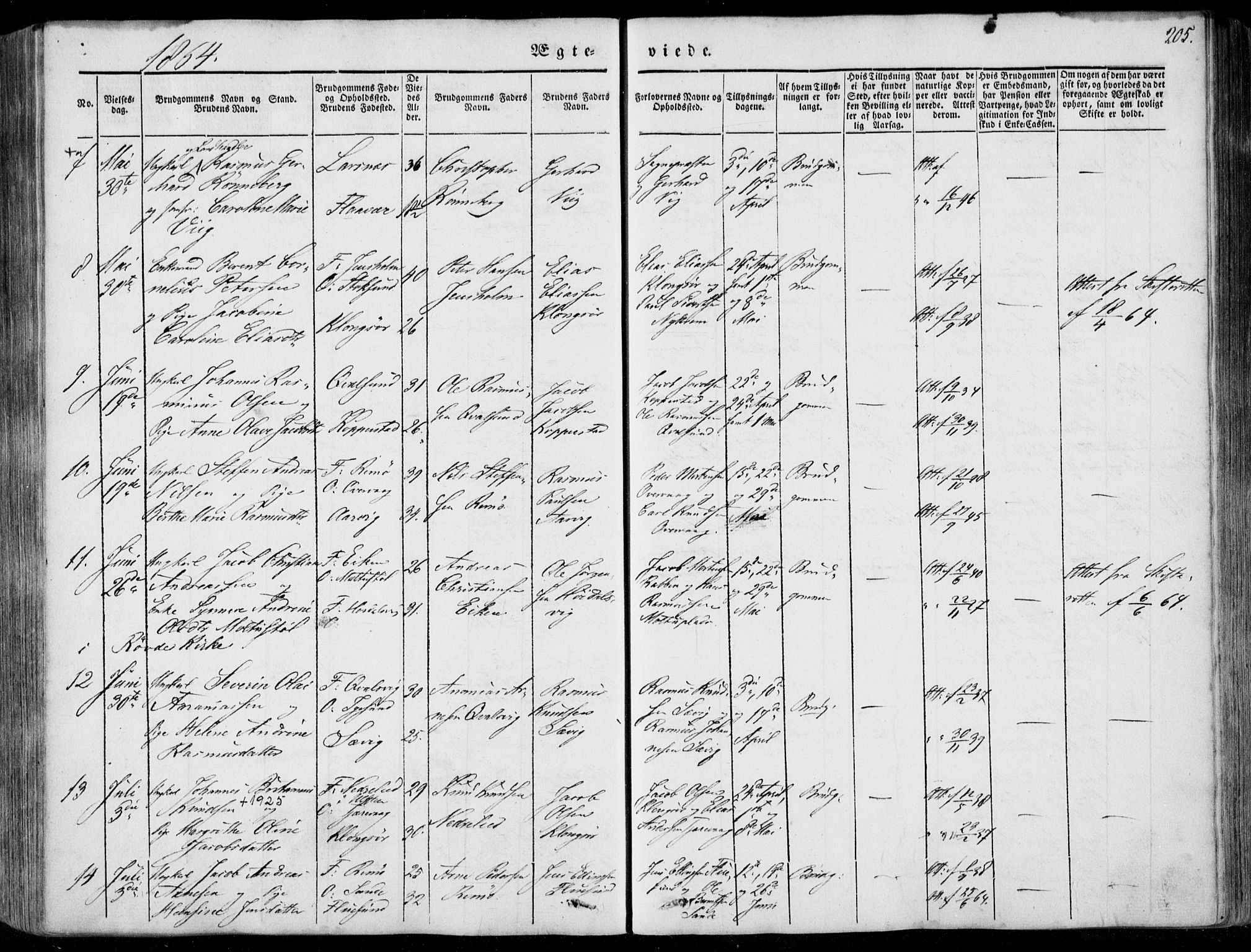 Ministerialprotokoller, klokkerbøker og fødselsregistre - Møre og Romsdal, AV/SAT-A-1454/507/L0070: Ministerialbok nr. 507A05, 1842-1873, s. 205