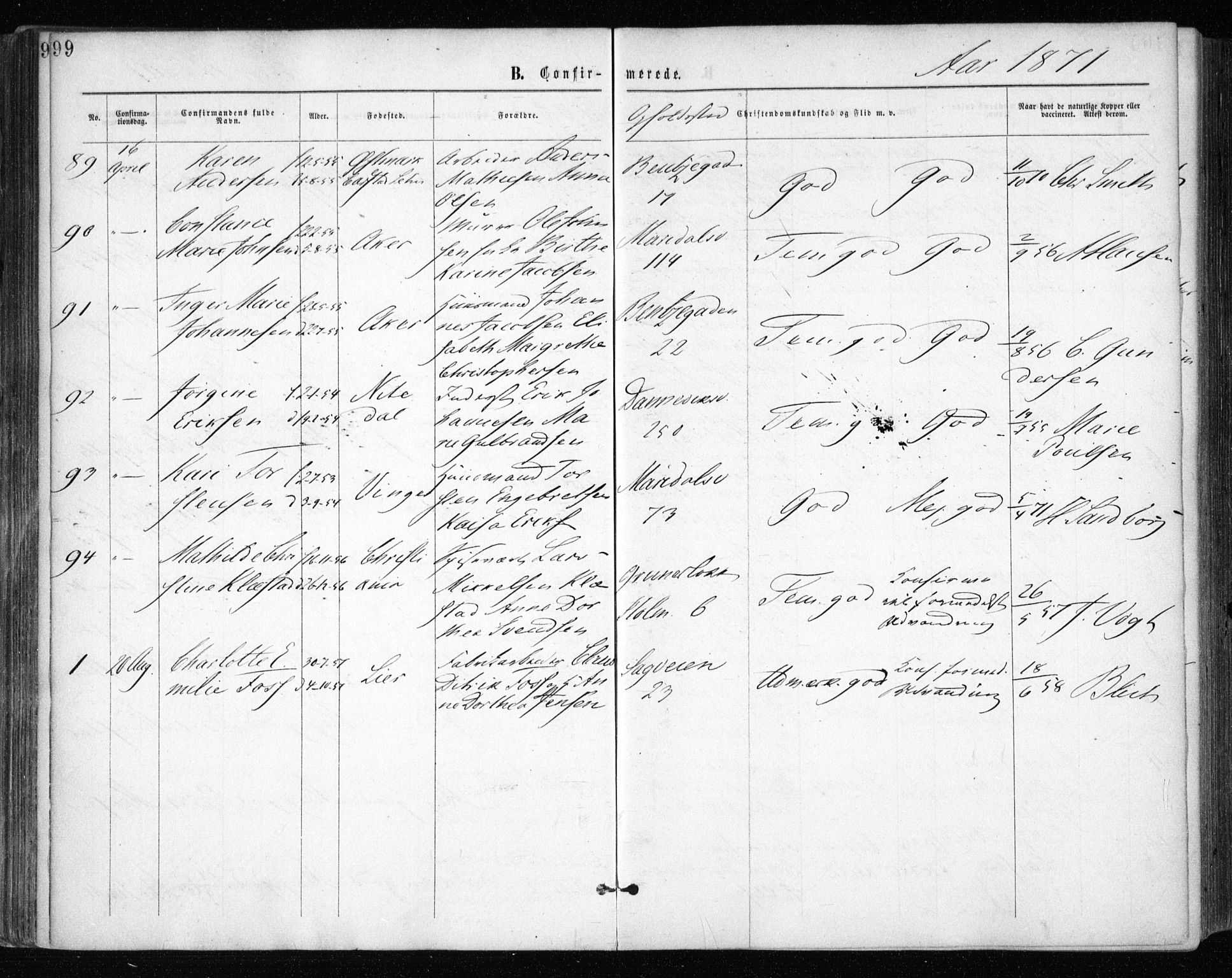 Gamle Aker prestekontor Kirkebøker, AV/SAO-A-10617a/F/L0003: Ministerialbok nr. 3, 1865-1873, s. 99