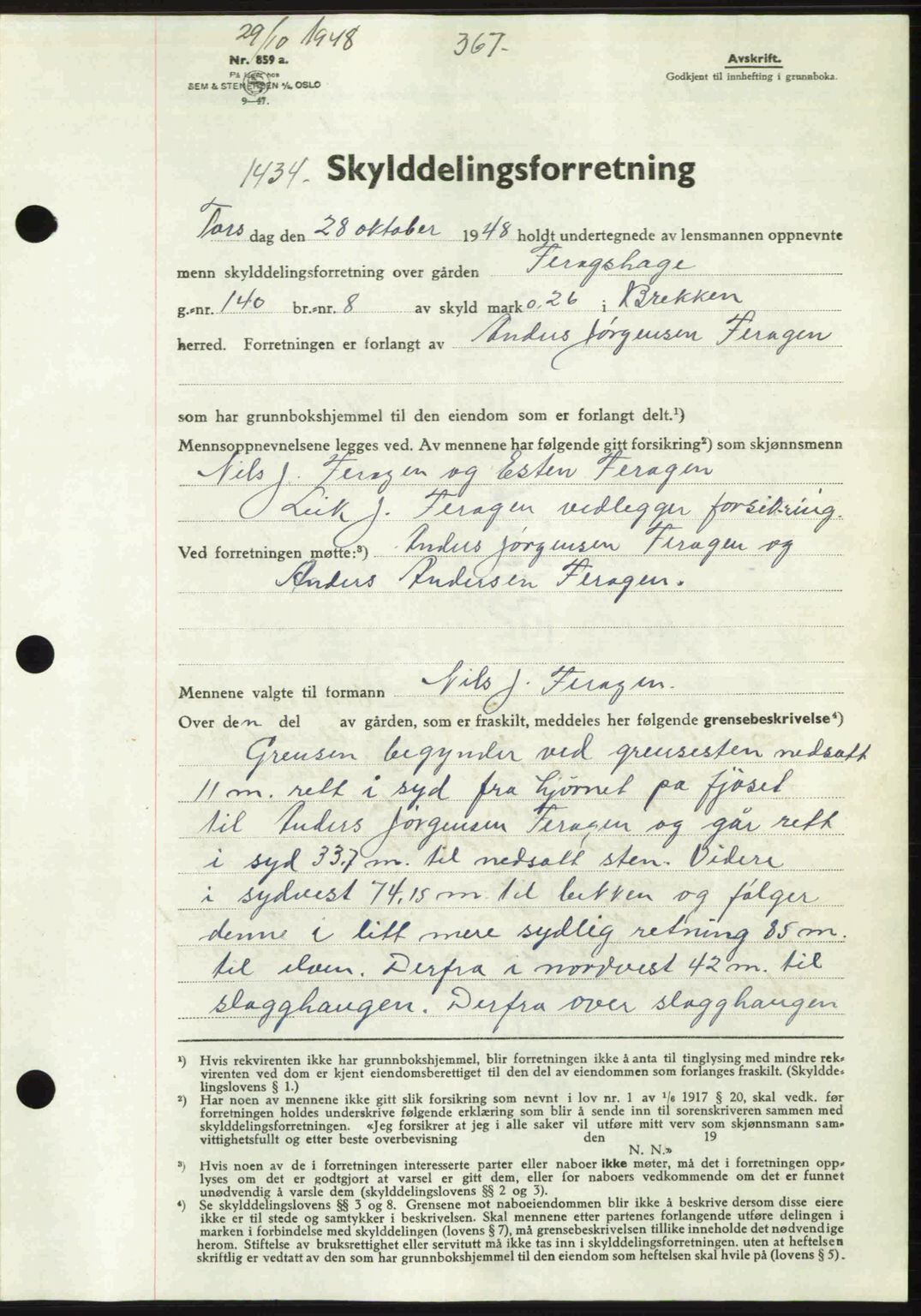 Gauldal sorenskriveri, SAT/A-0014/1/2/2C: Pantebok nr. A6, 1948-1948, Dagboknr: 1434/1948