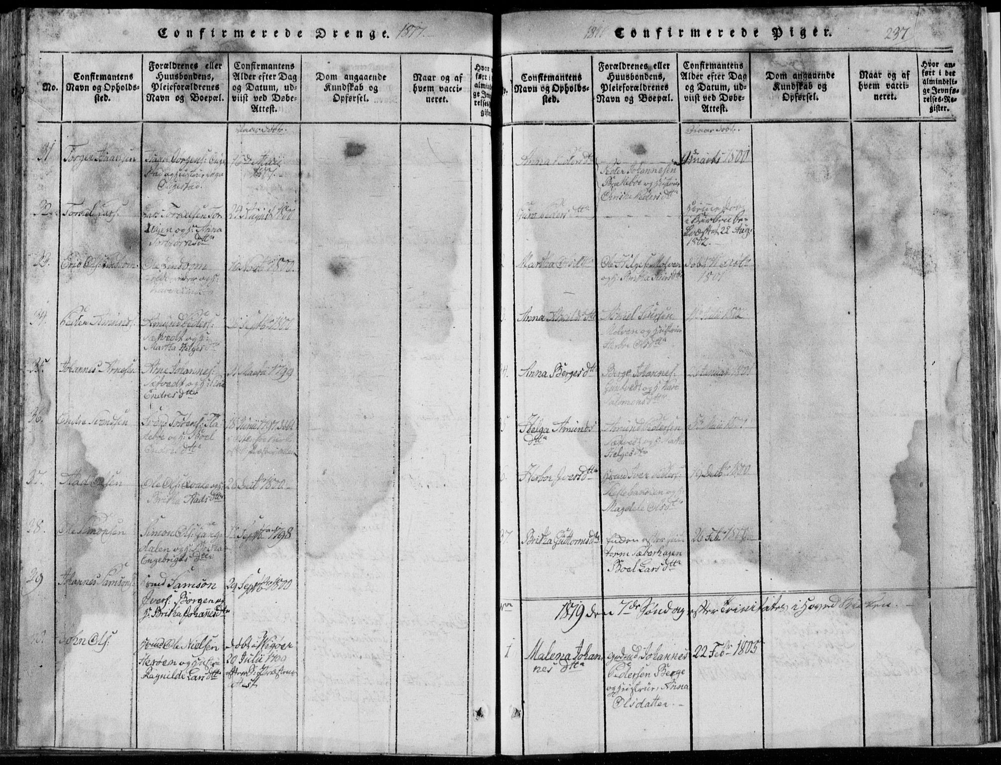 Strandebarm sokneprestembete, AV/SAB-A-78401/H/Hab: Klokkerbok nr. A  1, 1816-1826, s. 237