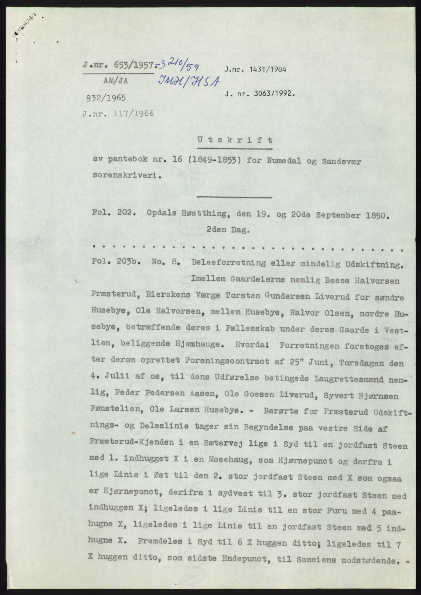 Statsarkivet i Kongsberg, AV/SAKO-A-0001/E/Ee/L0009: Avskrifter, SAO jnr. 354/1957 - 770/1957, 1957, s. 293