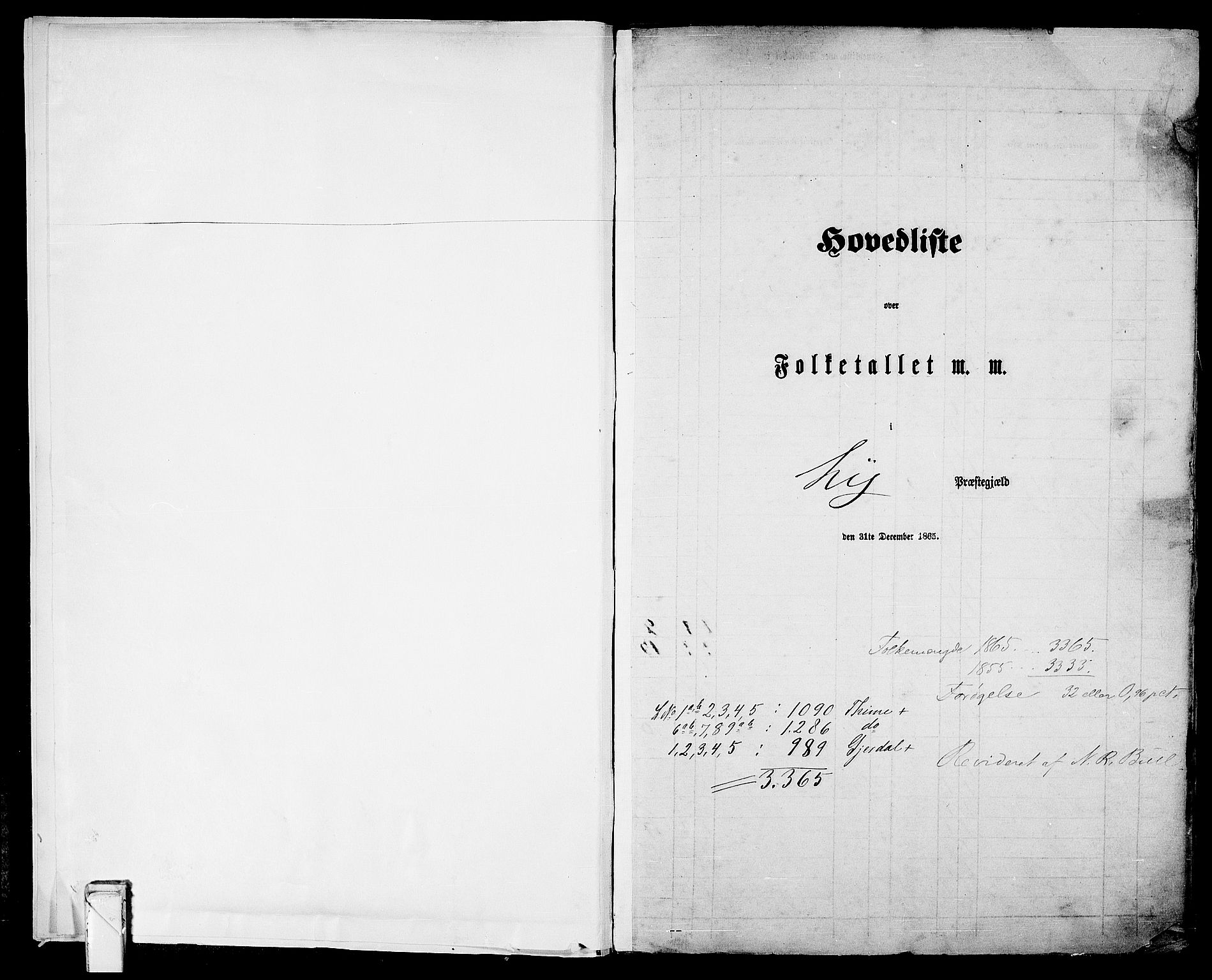 RA, Folketelling 1865 for 1121P Lye prestegjeld, 1865, s. 5