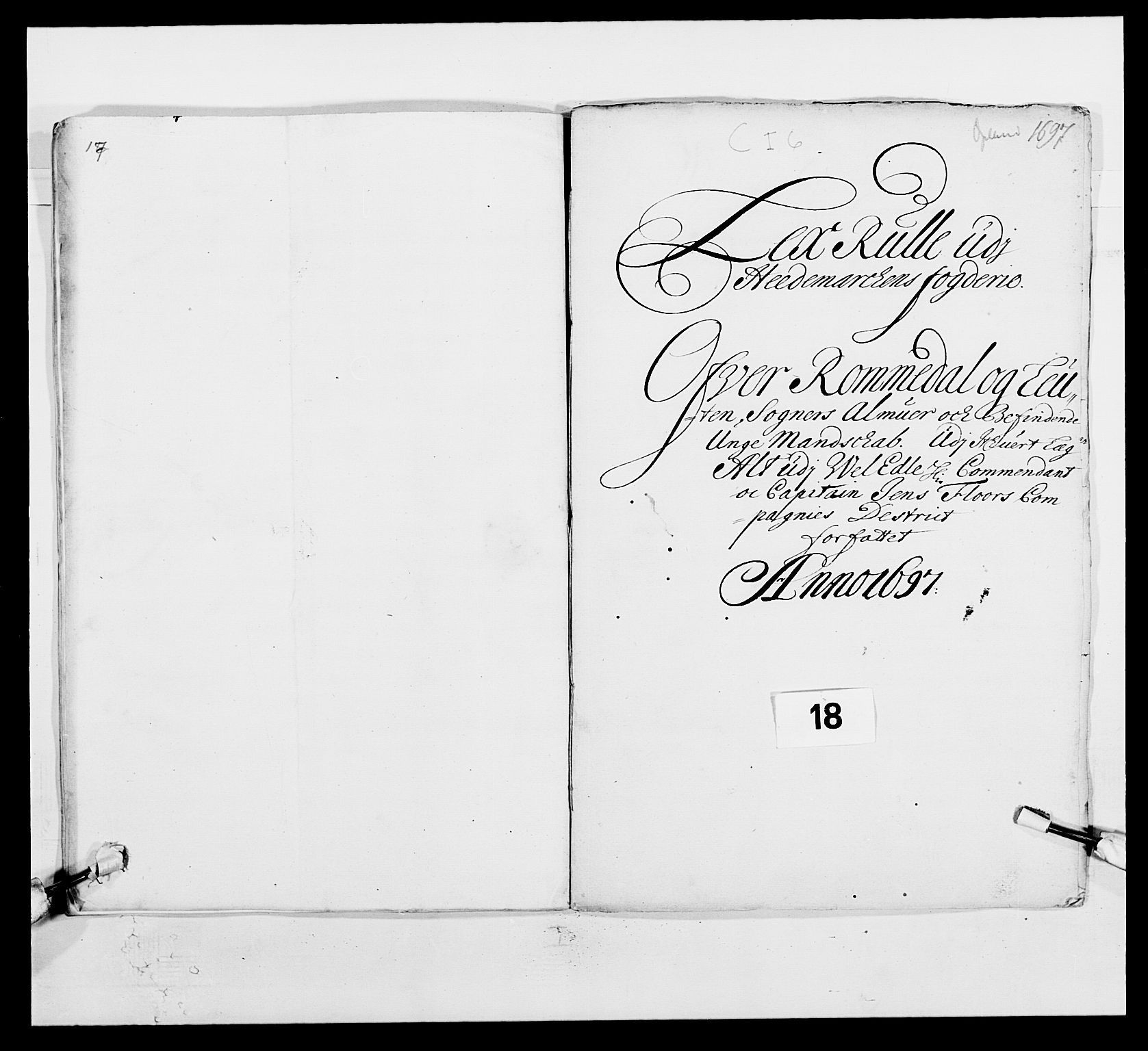 Kommanderende general (KG I) med Det norske krigsdirektorium, AV/RA-EA-5419/E/Ea/L0500: Opplandske regiment, 1696-1697, s. 295
