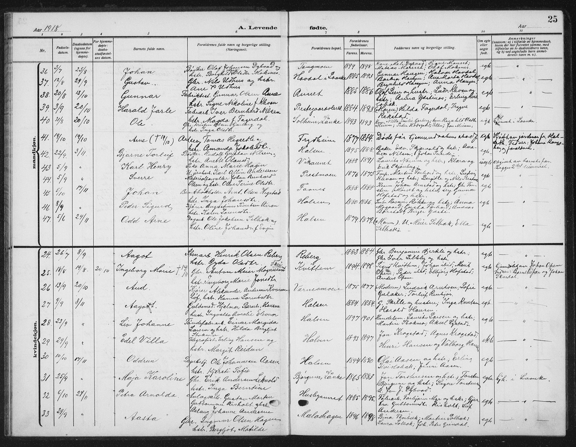 Ministerialprotokoller, klokkerbøker og fødselsregistre - Nord-Trøndelag, SAT/A-1458/709/L0088: Klokkerbok nr. 709C02, 1914-1934, s. 25