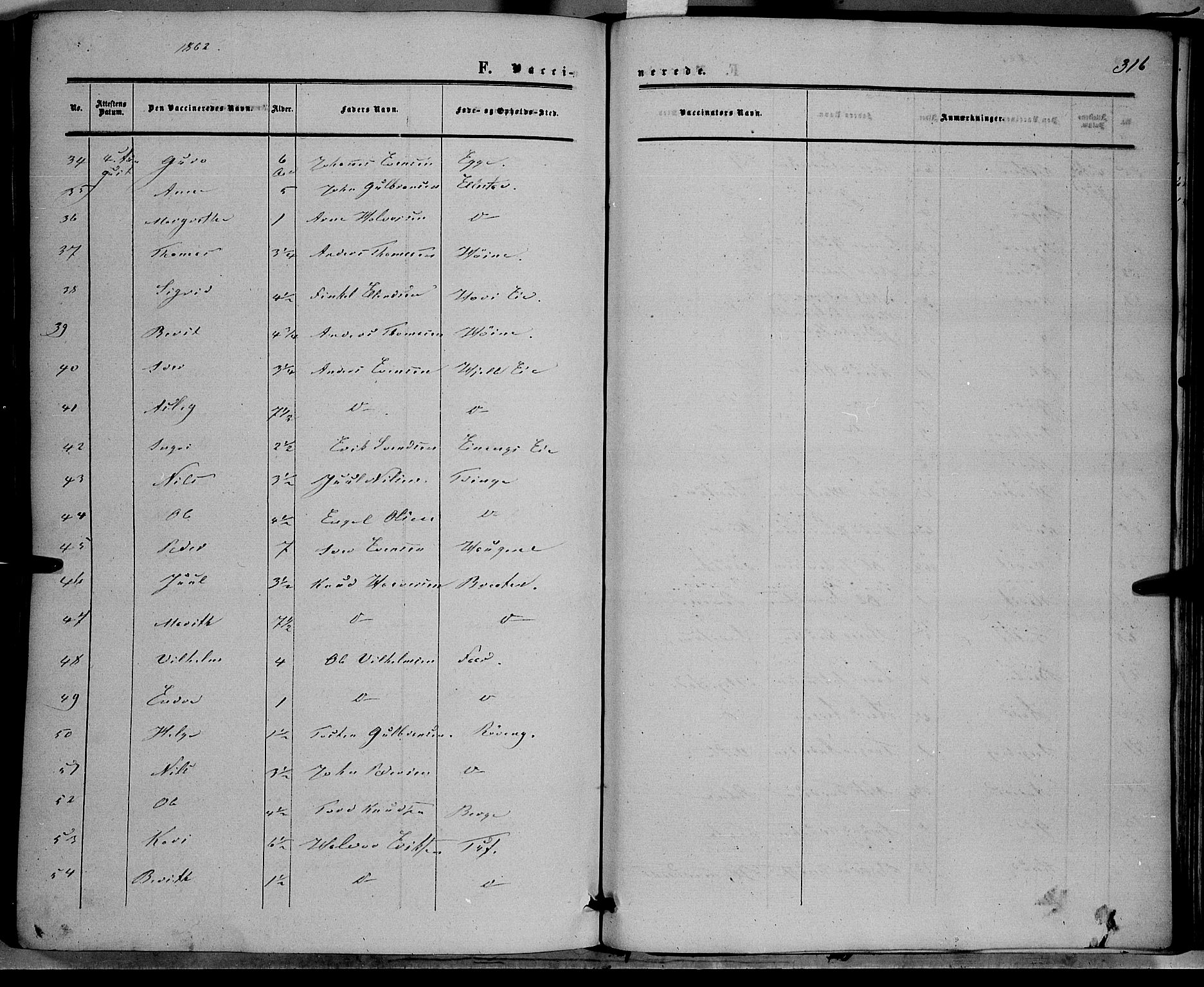 Vestre Slidre prestekontor, SAH/PREST-136/H/Ha/Haa/L0002: Ministerialbok nr. 2, 1856-1864, s. 316