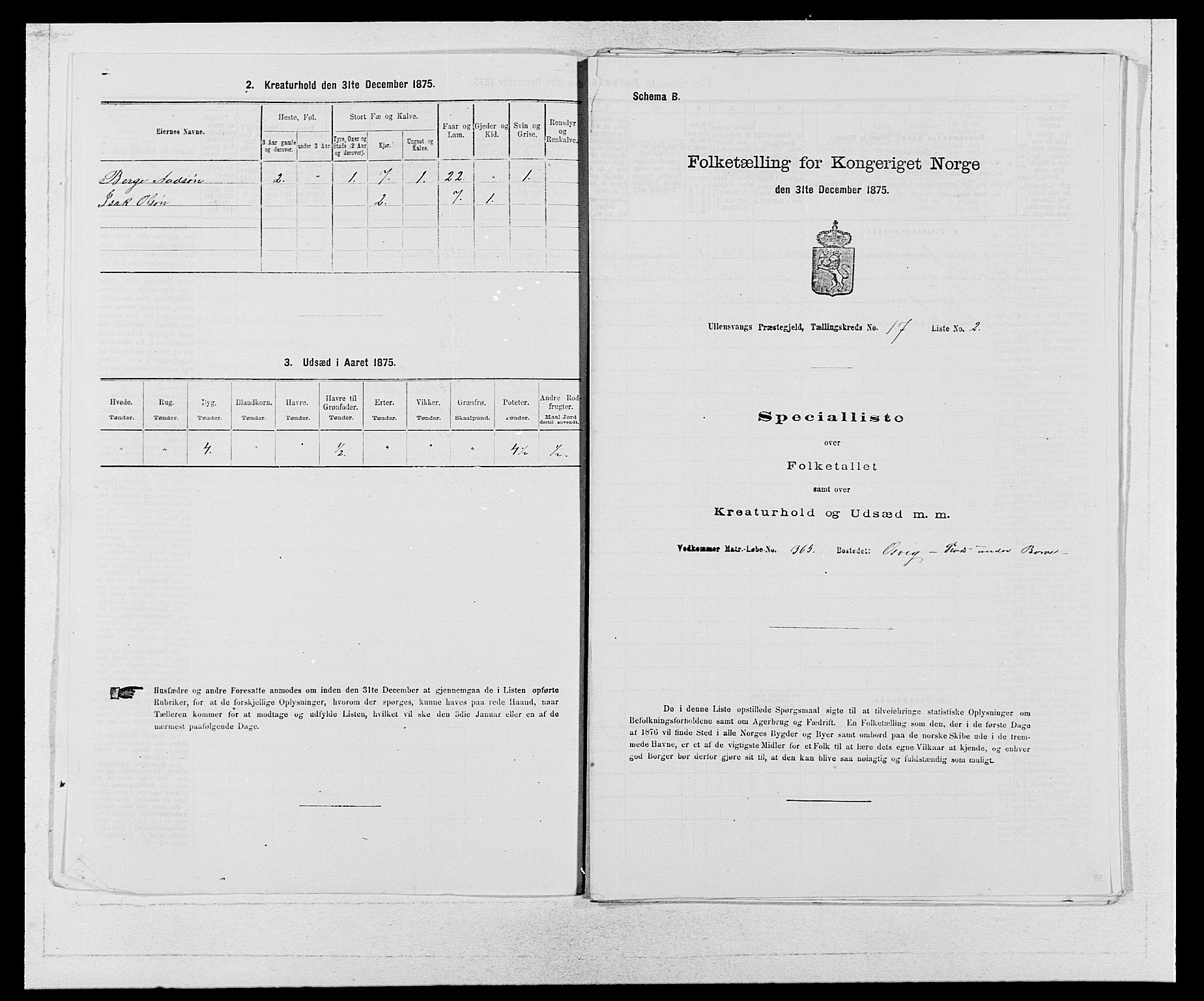 SAB, Folketelling 1875 for 1230P Ullensvang prestegjeld, 1875, s. 1749