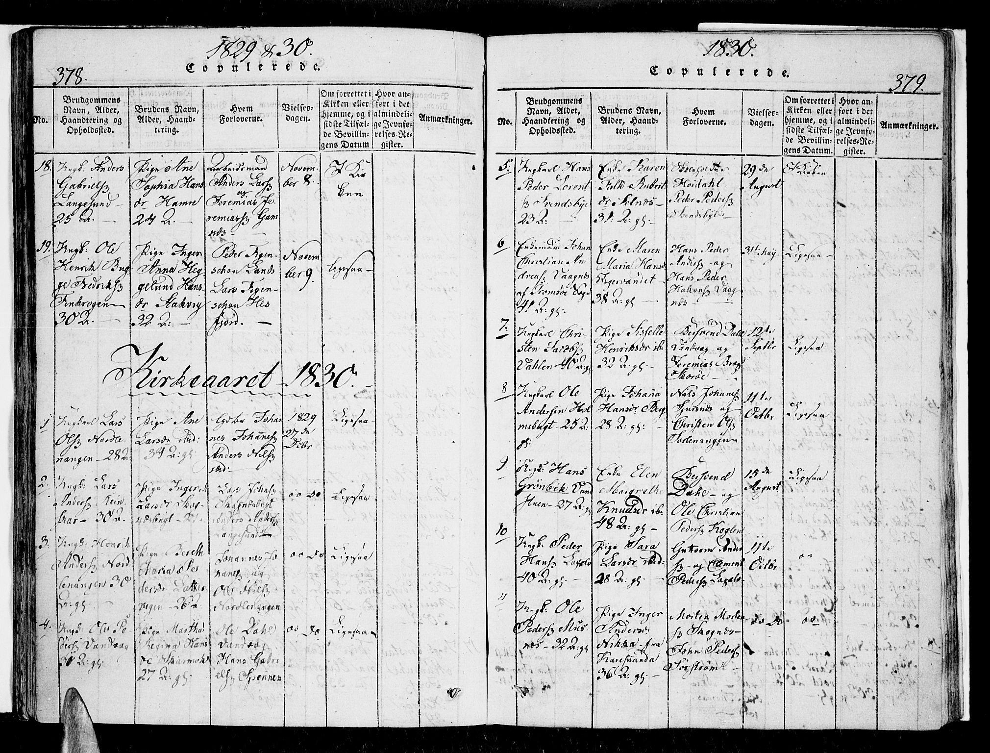 Karlsøy sokneprestembete, AV/SATØ-S-1299/H/Ha/Haa/L0002kirke: Ministerialbok nr. 2, 1823-1842, s. 378-379