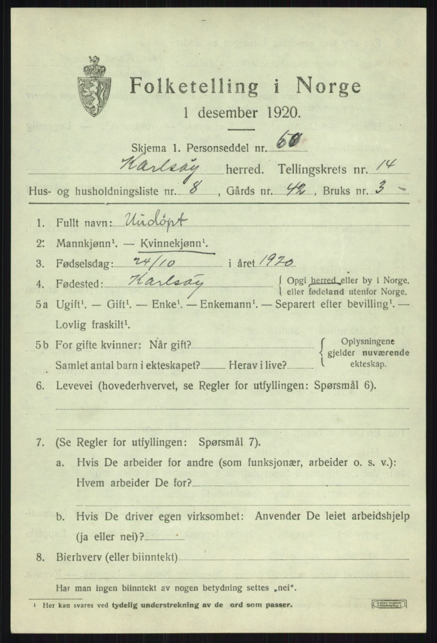 SATØ, Folketelling 1920 for 1936 Karlsøy herred, 1920, s. 5215