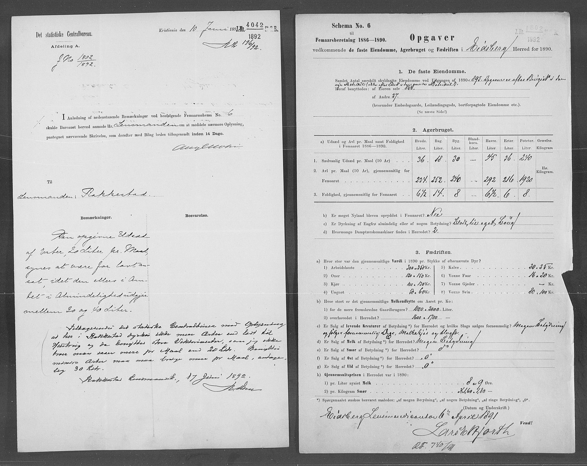 Statistisk sentralbyrå, Næringsøkonomiske emner, Generelt - Amtmennenes femårsberetninger, AV/RA-S-2233/F/Fa/L0070: --, 1886-1890, s. 108