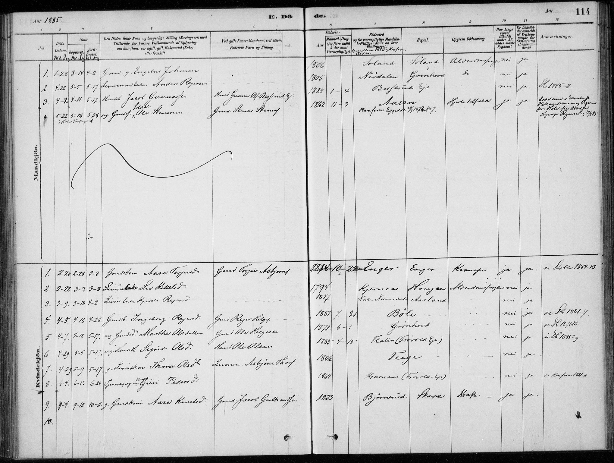 Sigdal kirkebøker, AV/SAKO-A-245/F/Fc/L0001: Ministerialbok nr. III 1, 1879-1893, s. 114