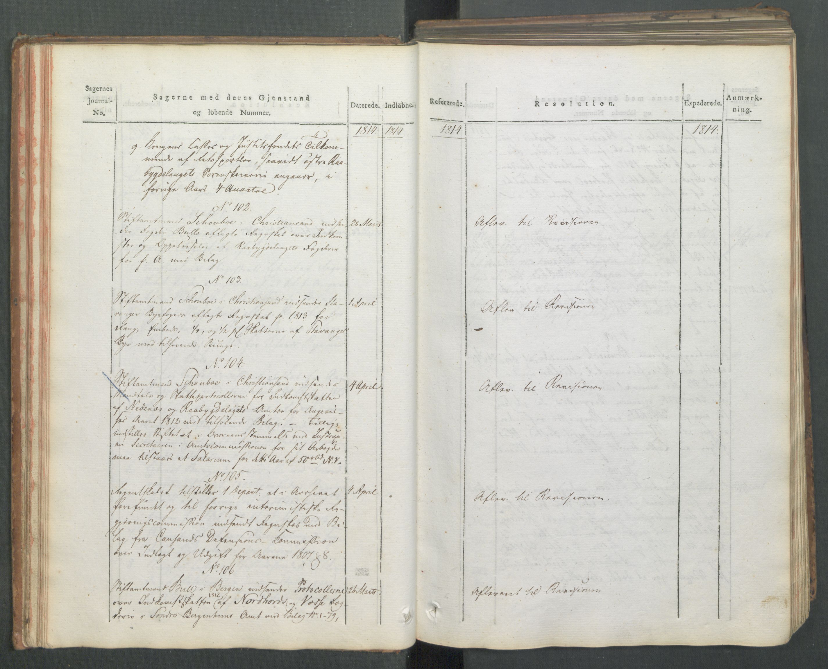 Departementene i 1814, RA/S-3899/Fa/L0008: 1. byrå - Journal B, 1814, s. 29