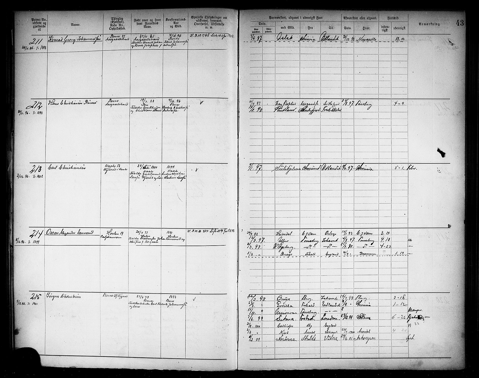 Horten innrulleringskontor, AV/SAKO-A-785/F/Fb/L0006: Annotasjonsrulle, 1889-1911, s. 46