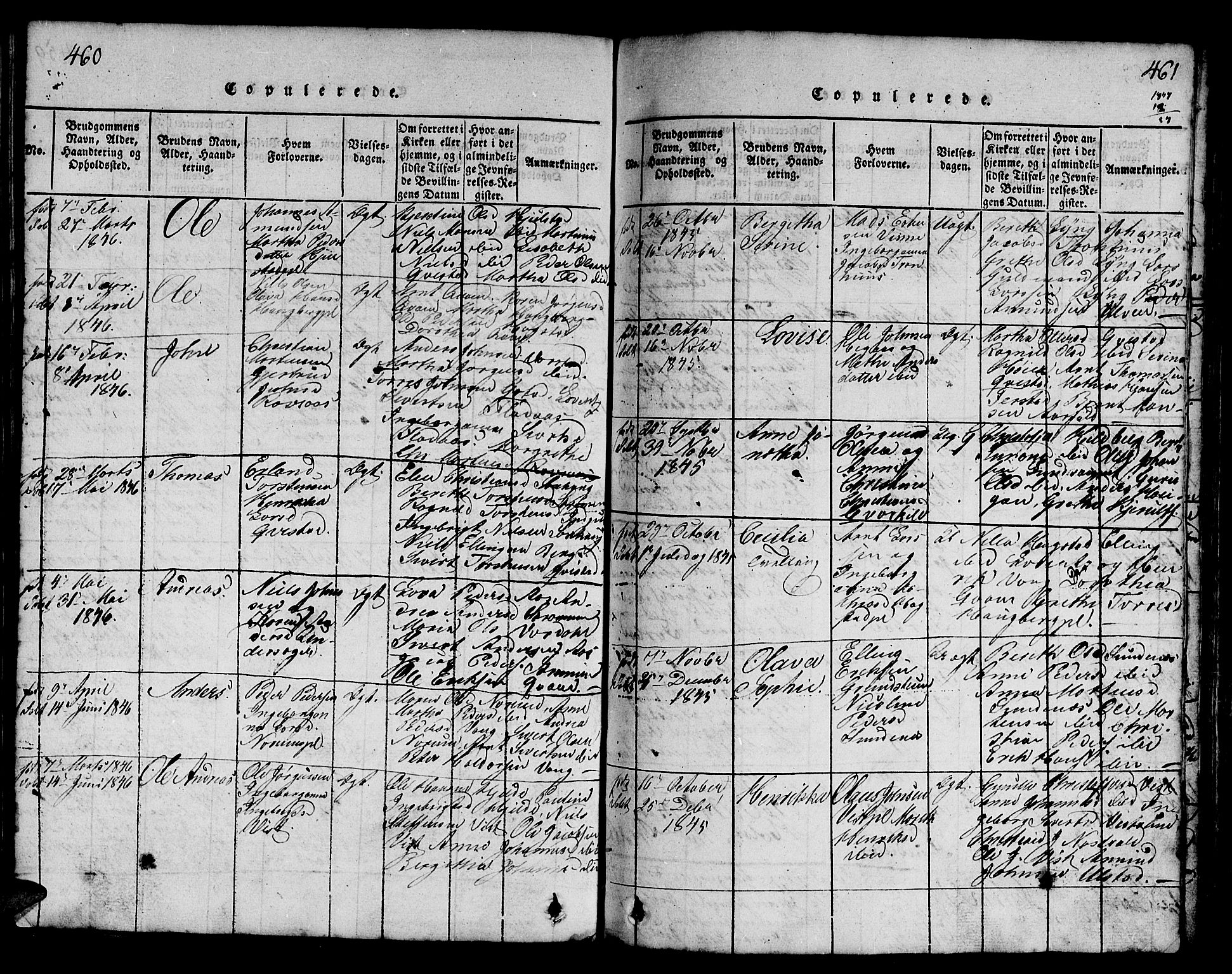 Ministerialprotokoller, klokkerbøker og fødselsregistre - Nord-Trøndelag, SAT/A-1458/730/L0298: Klokkerbok nr. 730C01, 1816-1849, s. 460-461