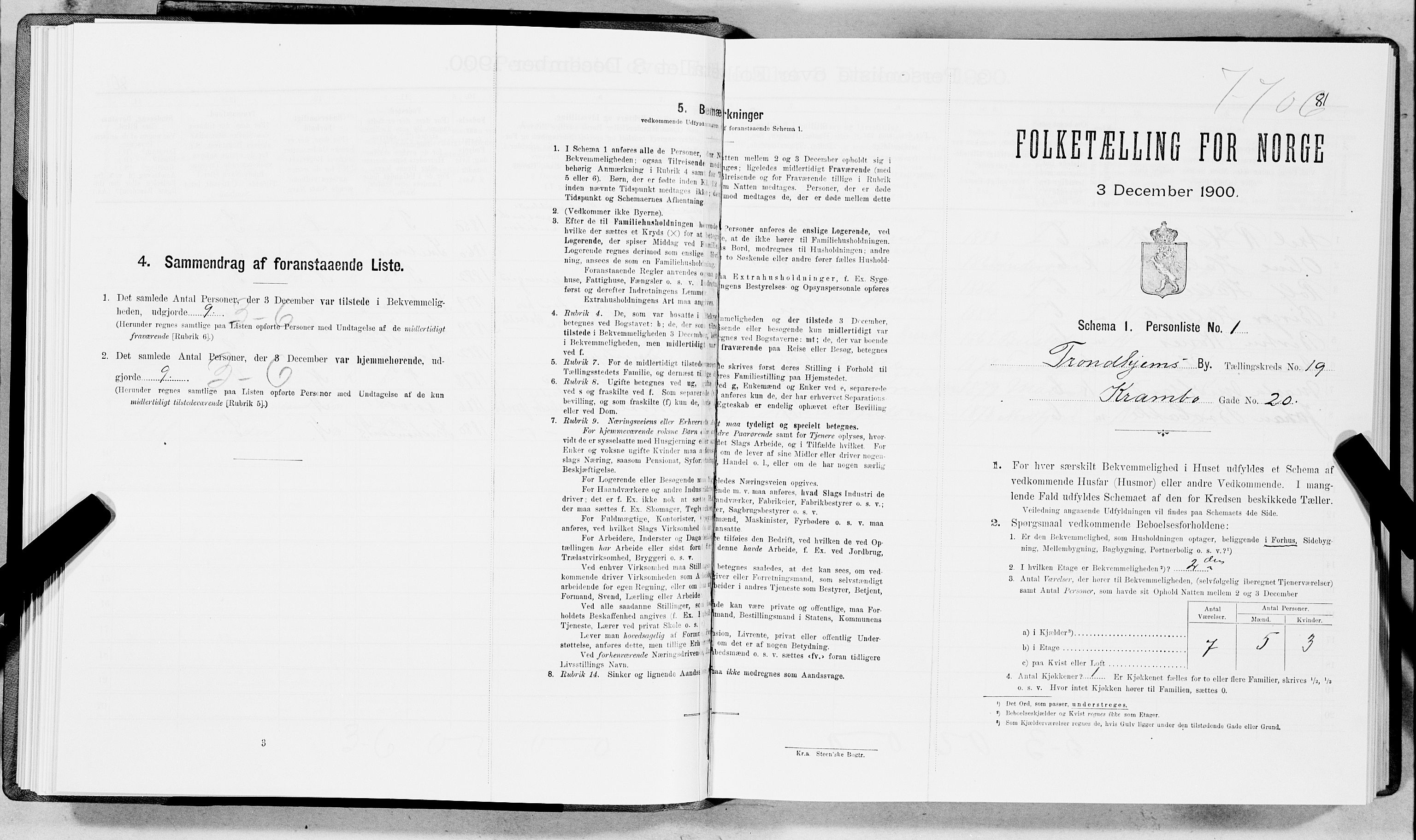 SAT, Folketelling 1900 for 1601 Trondheim kjøpstad, 1900, s. 3149