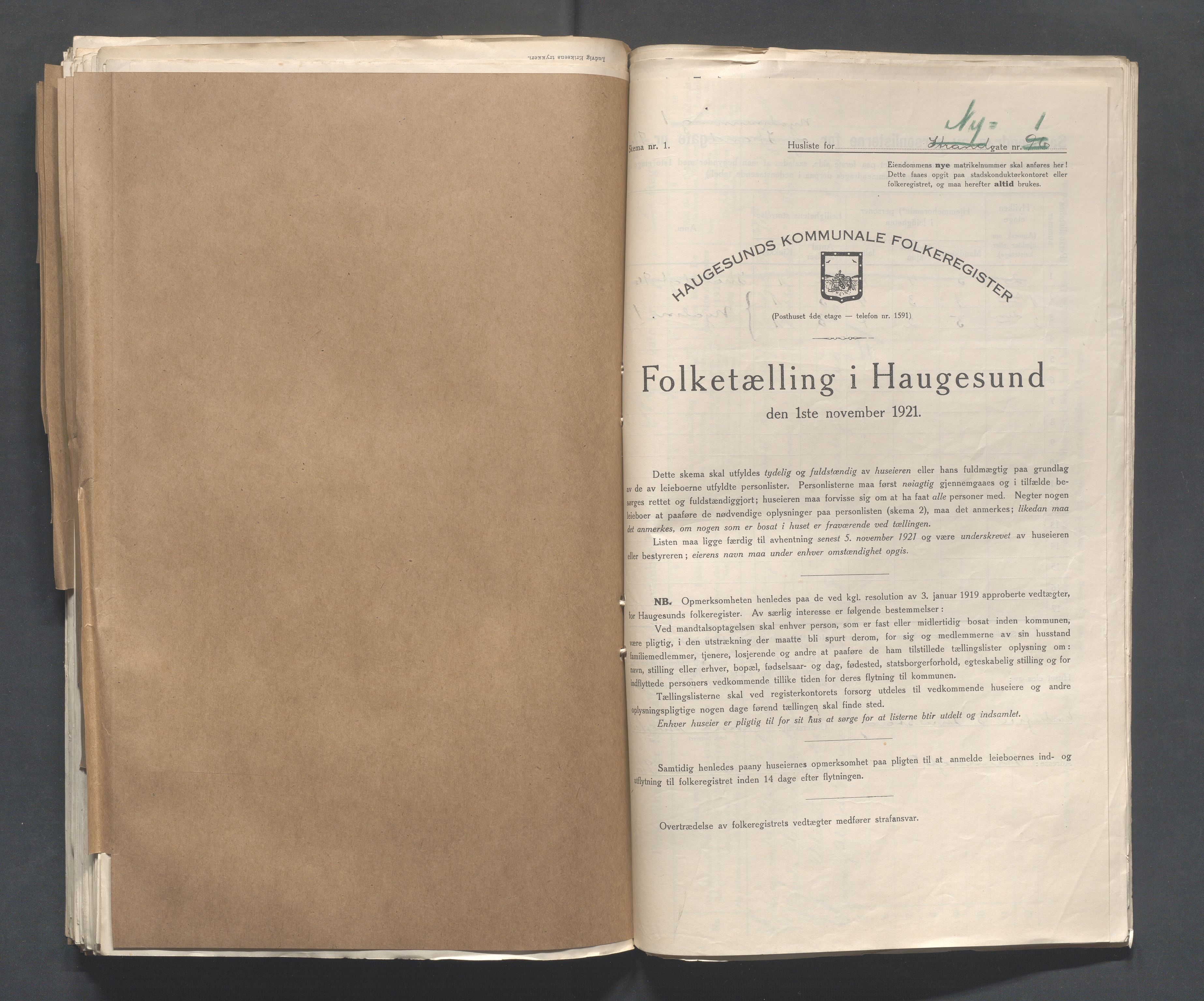 IKAR, Kommunal folketelling 1.11.1921 for Haugesund, 1921, s. 3165