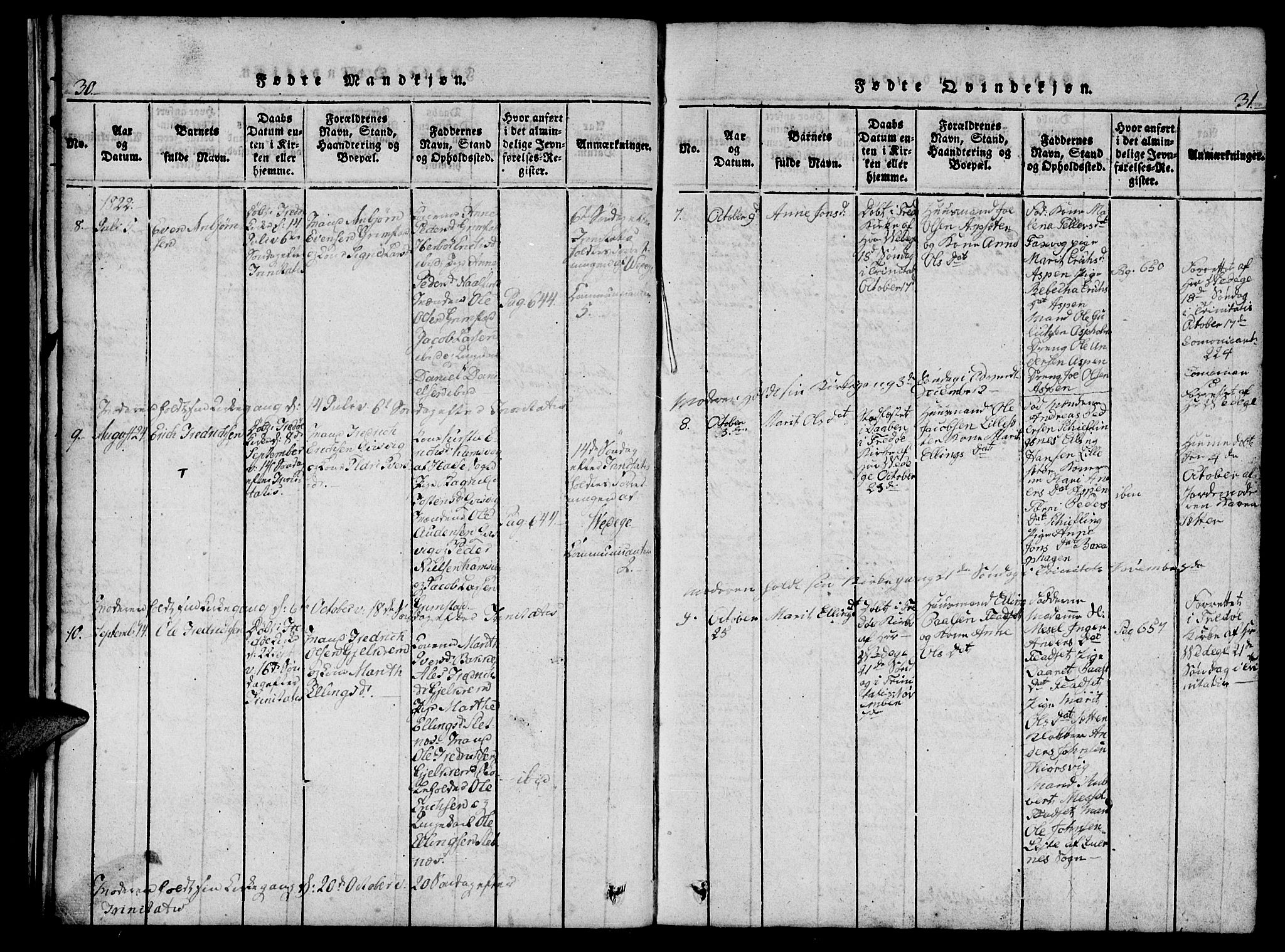 Ministerialprotokoller, klokkerbøker og fødselsregistre - Møre og Romsdal, SAT/A-1454/573/L0873: Klokkerbok nr. 573C01, 1819-1834, s. 30-31