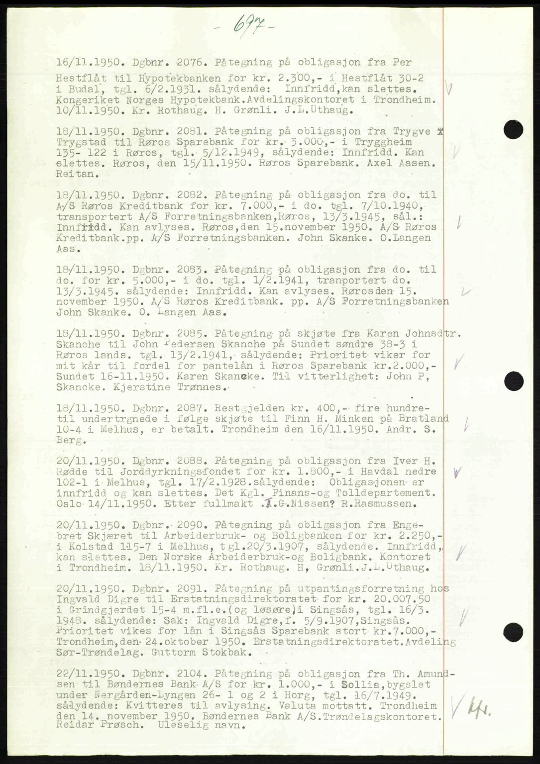 Gauldal sorenskriveri, SAT/A-0014/1/2/2C: Pantebok nr. A11, 1950-1950, Dagboknr: 2076/1950