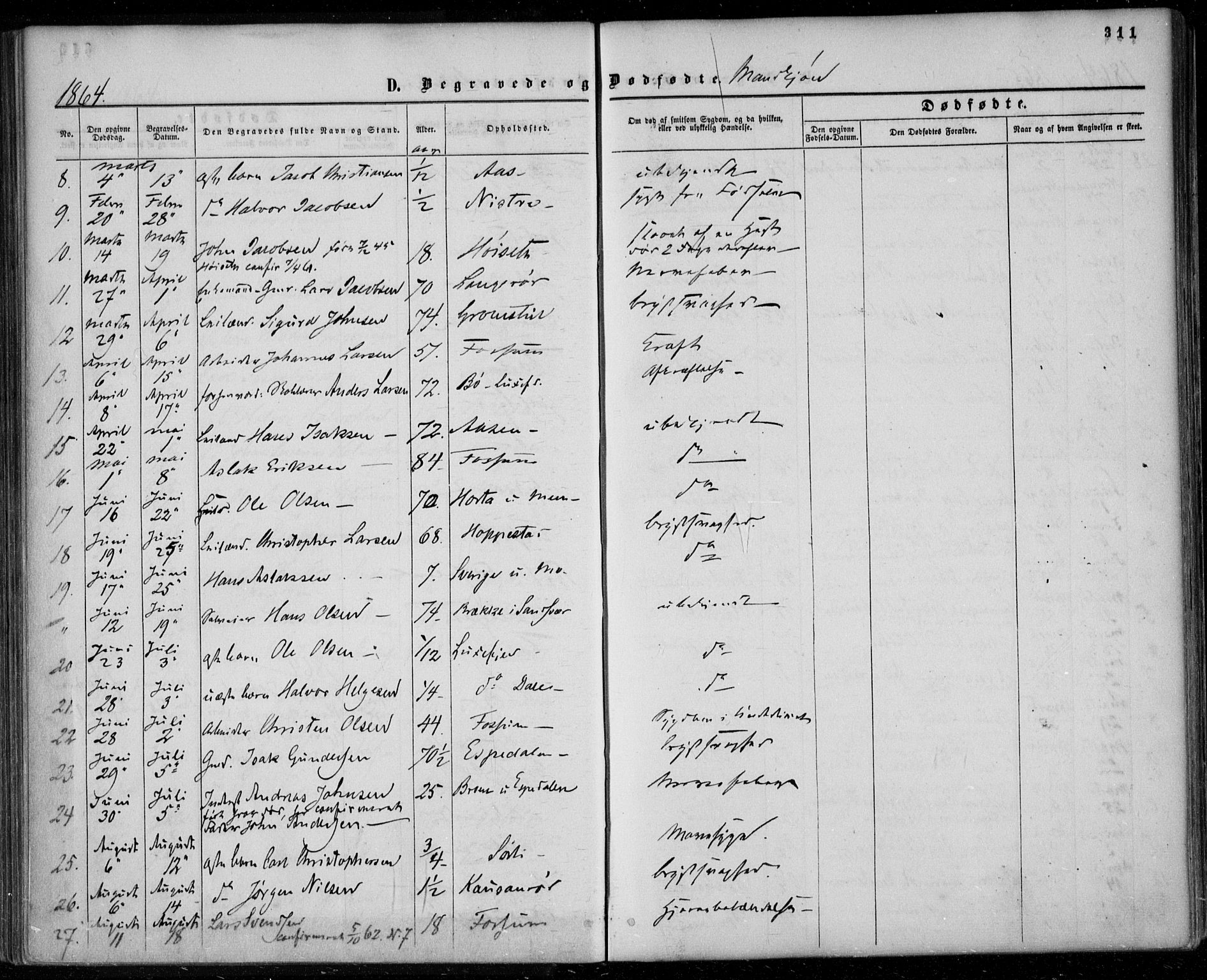 Gjerpen kirkebøker, AV/SAKO-A-265/F/Fa/L0008b: Ministerialbok nr. I 8B, 1857-1871, s. 311